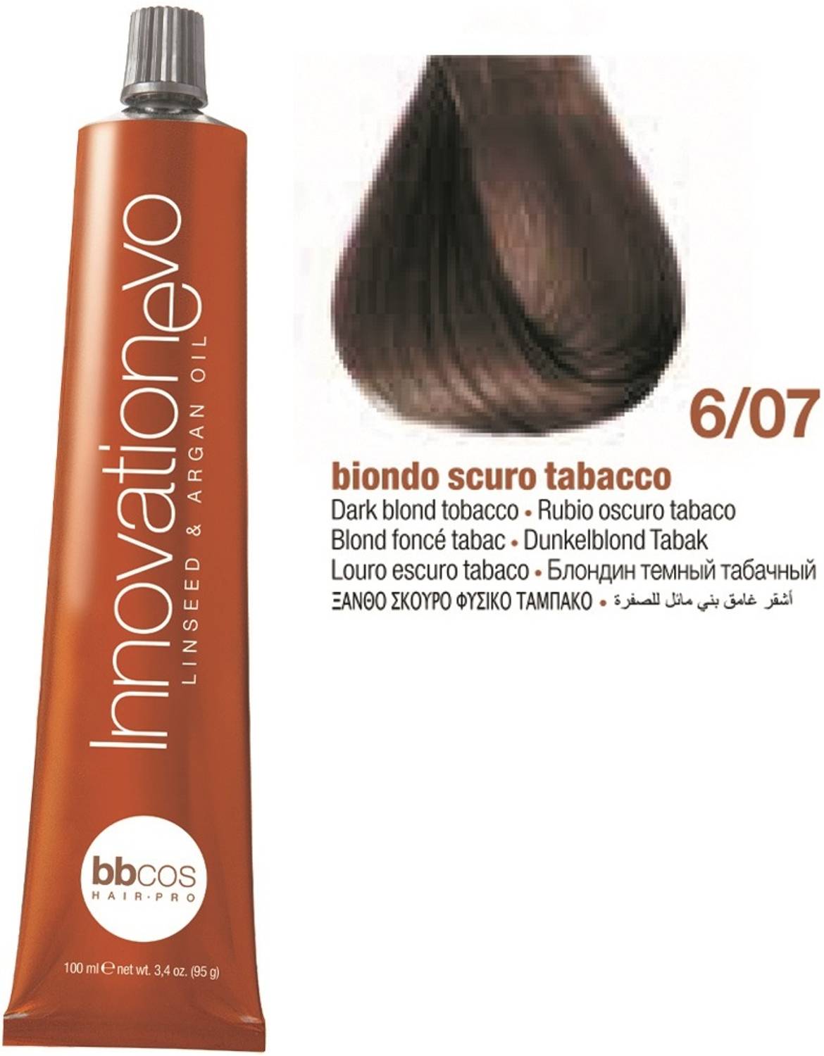 Bbcos Hair Pro InnovationEvo Hair Colour With Linen seed & Argan Oil Women Hair Color , 6/07, Dark Blond Tobacco