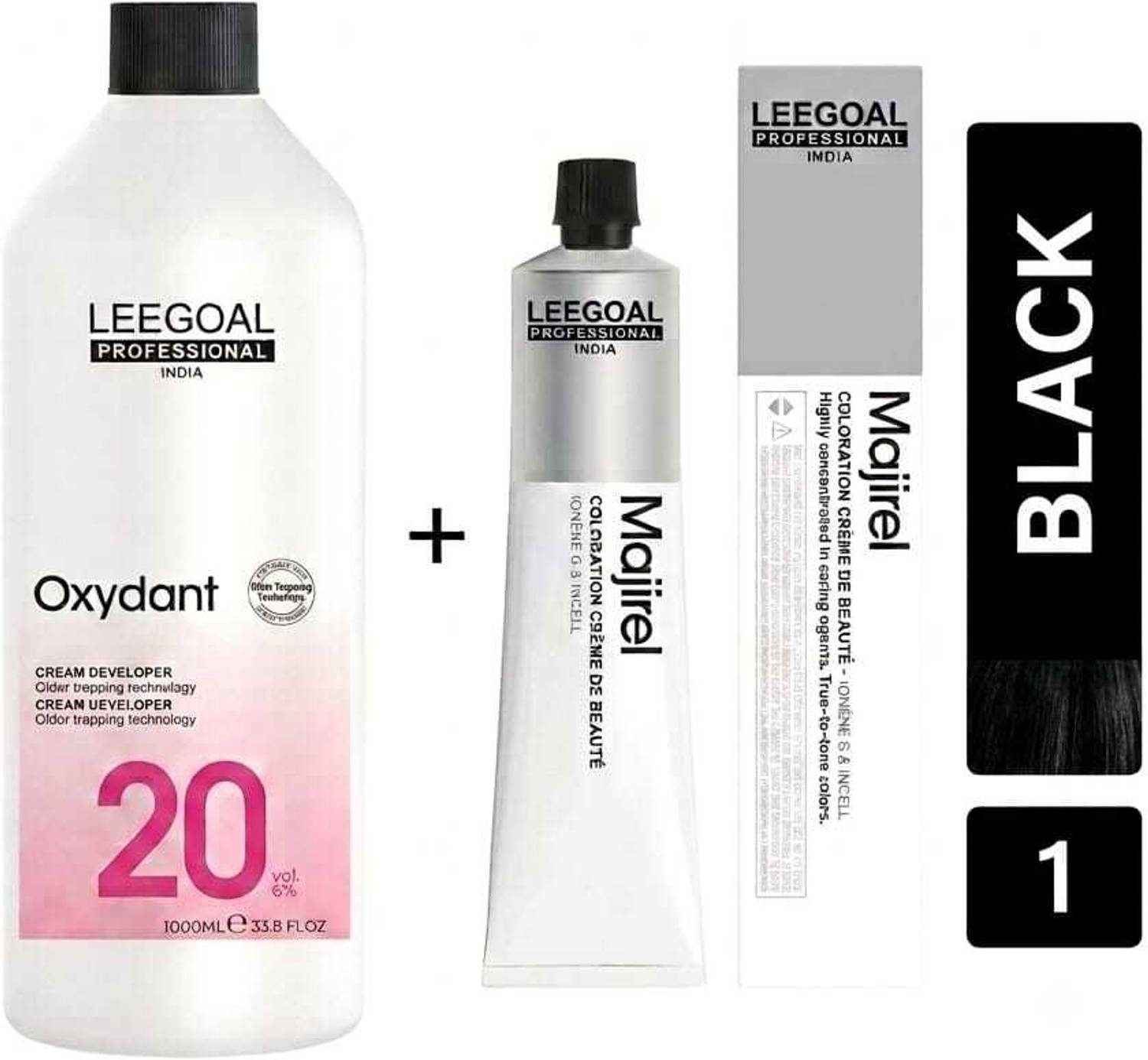 LEEGOAL Hair Color 1Black 60ml + Developer 1000ml Combo - Image 1