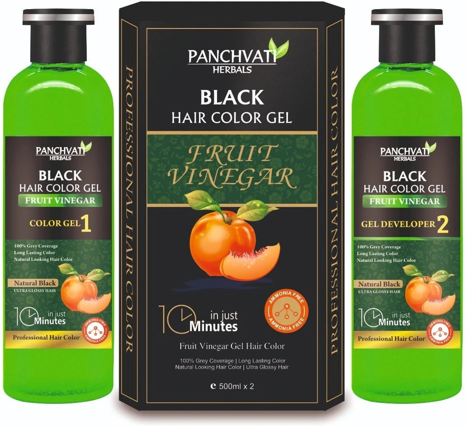 Image of panchvati Herbals Fruit Vinegar Hair Color Gel, Natural Black Hair Dye 1Ltr , Black