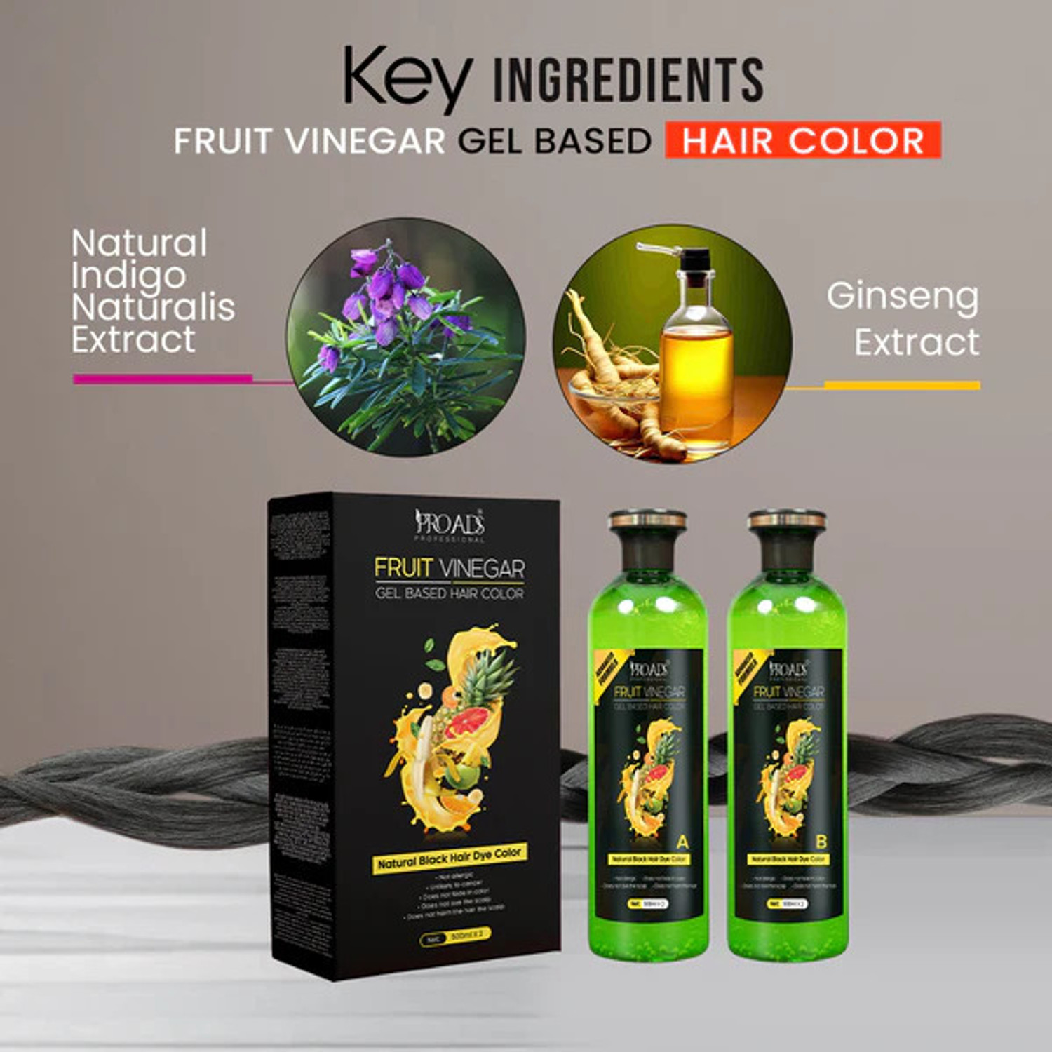 Image of PRO ADS FRUIT HAIR GEL COLOR , BLACK