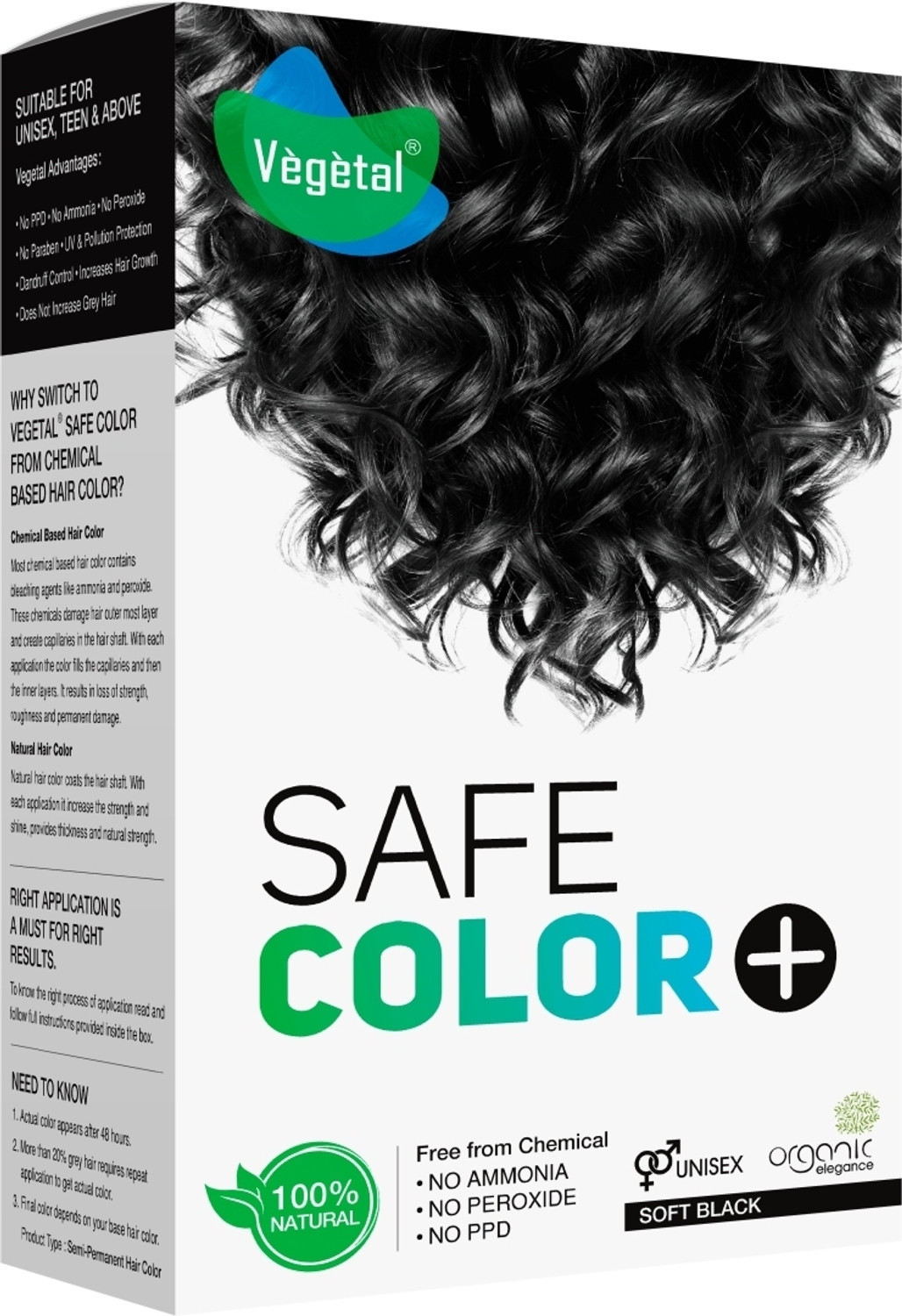 Image of VEGETAL Safe Color+ - Soft Black 50g. , Soft Black