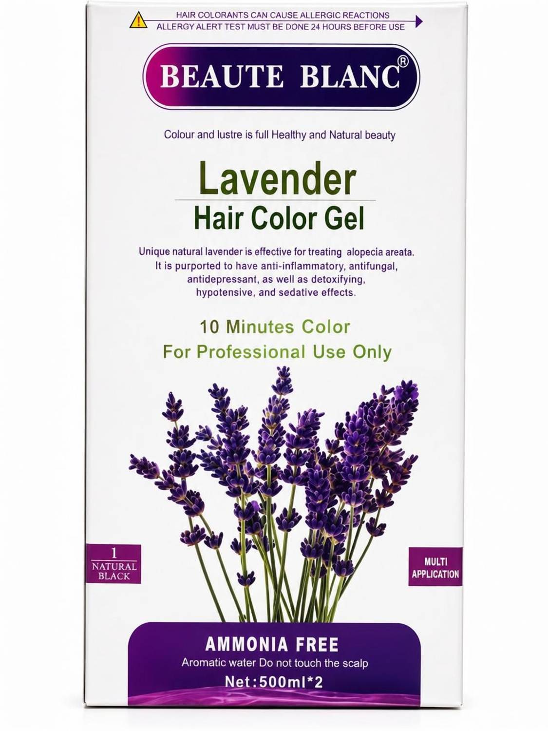 BEAUTÉ BLANC Fruit Vinegar Hair Color Black Hair in 10 Minutes Lavender , Natural Black