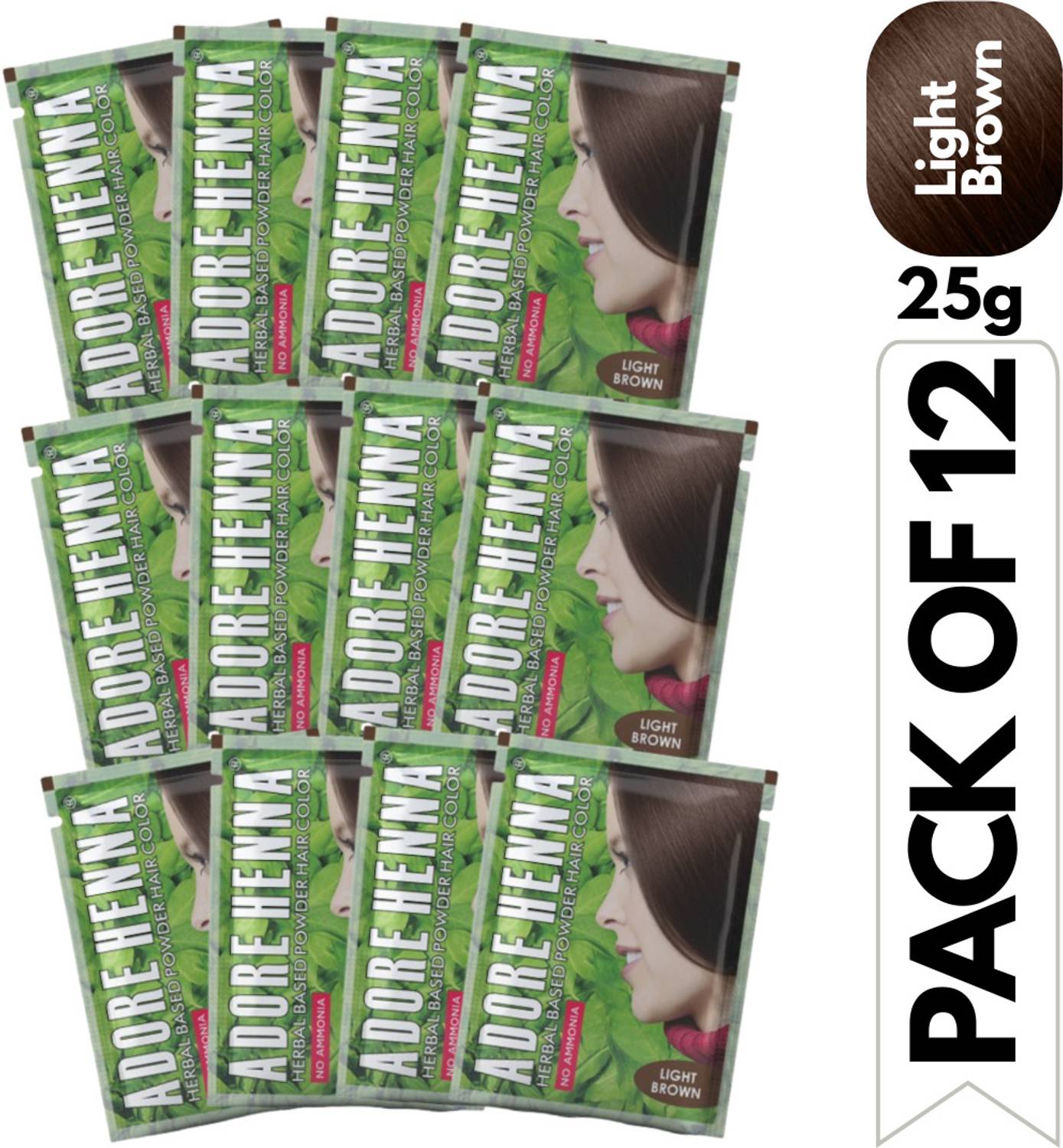 Adore Light Brown Herbal Based Powder Hair Color , Light Brown