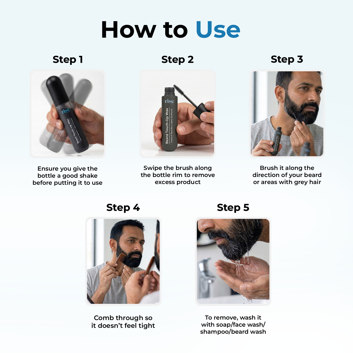 Image of Rise for Men Beard Touch-Up Wax | Quick Grey Hair Fix | Apply In One Minute , Black