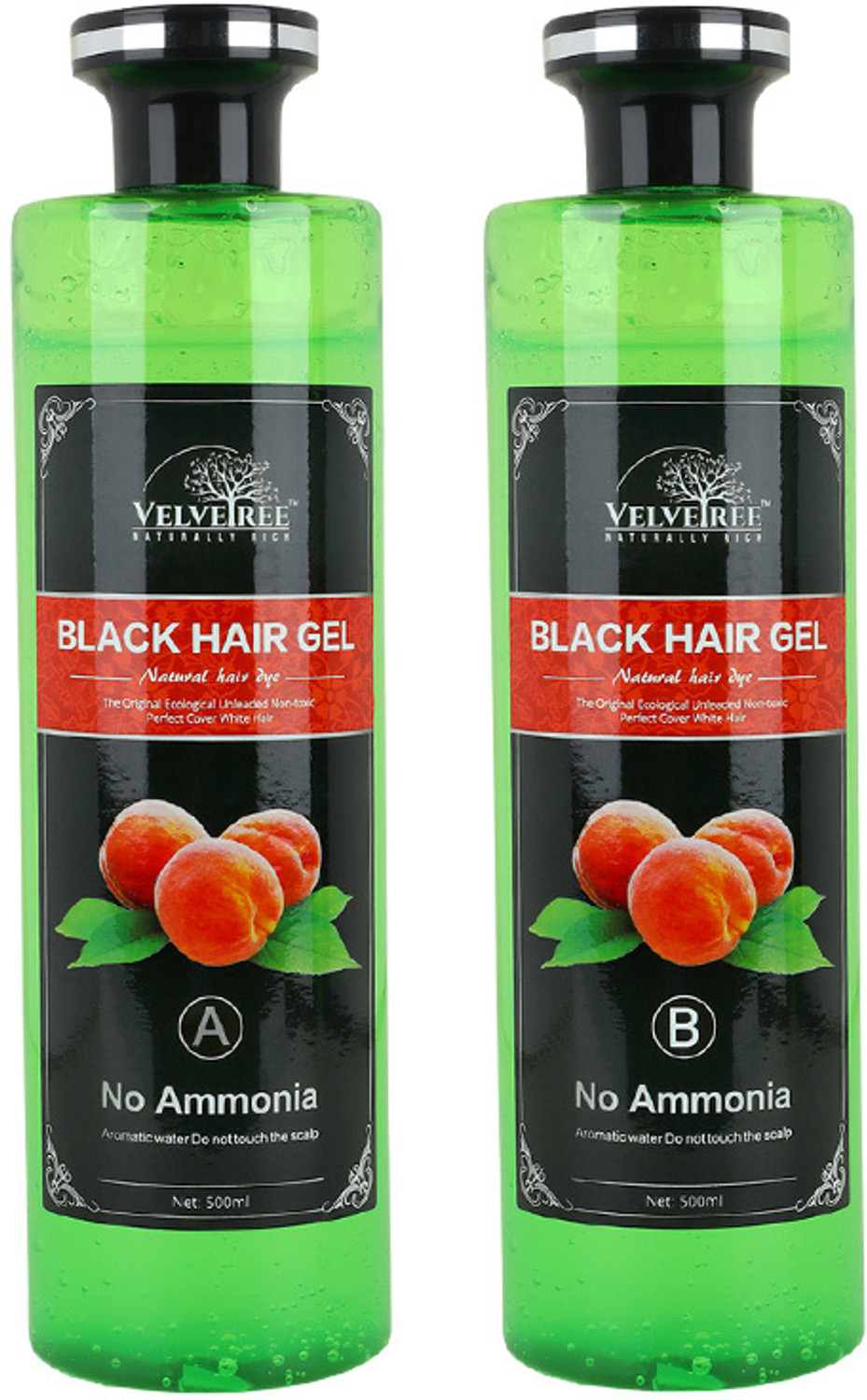 Velvetree hair Gel semi permanent color for men and women , Black