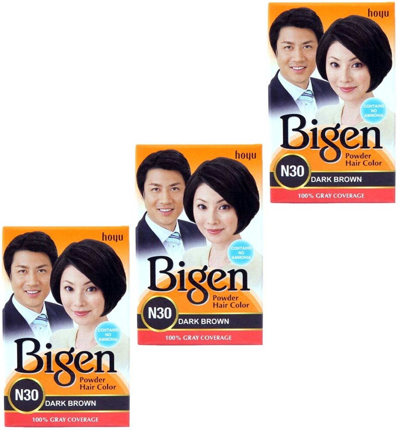 Bigen Powder Hair Dye Dark Brown N30 , Dark Brown ( Pack of 3 )
