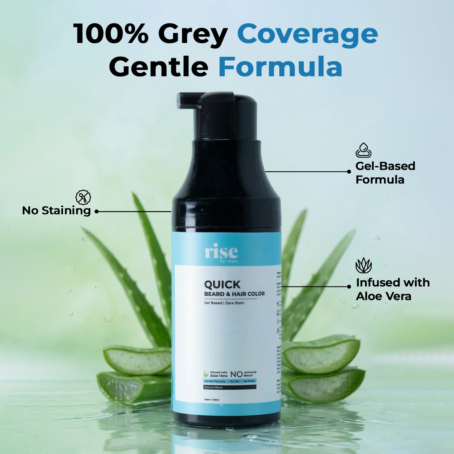 Image of Rise for Men Quick Beard & Hair Color | No Ammonia | No Staining | Mess-Free | Gel Formula , Natural Black