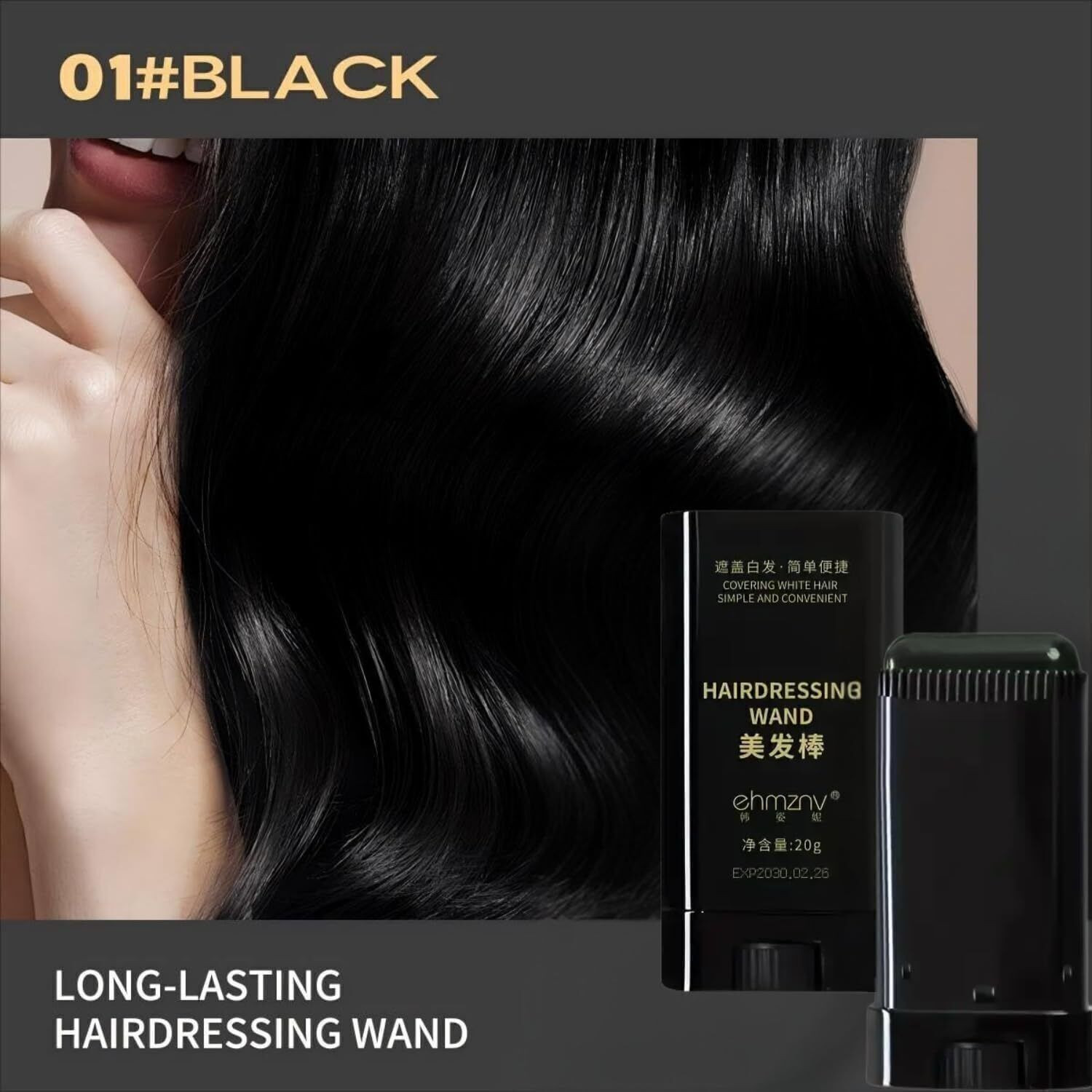 Image of SOMIYO Instant Hair Color Stick Comb, Waterproof Quick Root Touch Up for Gray Hairs , Black