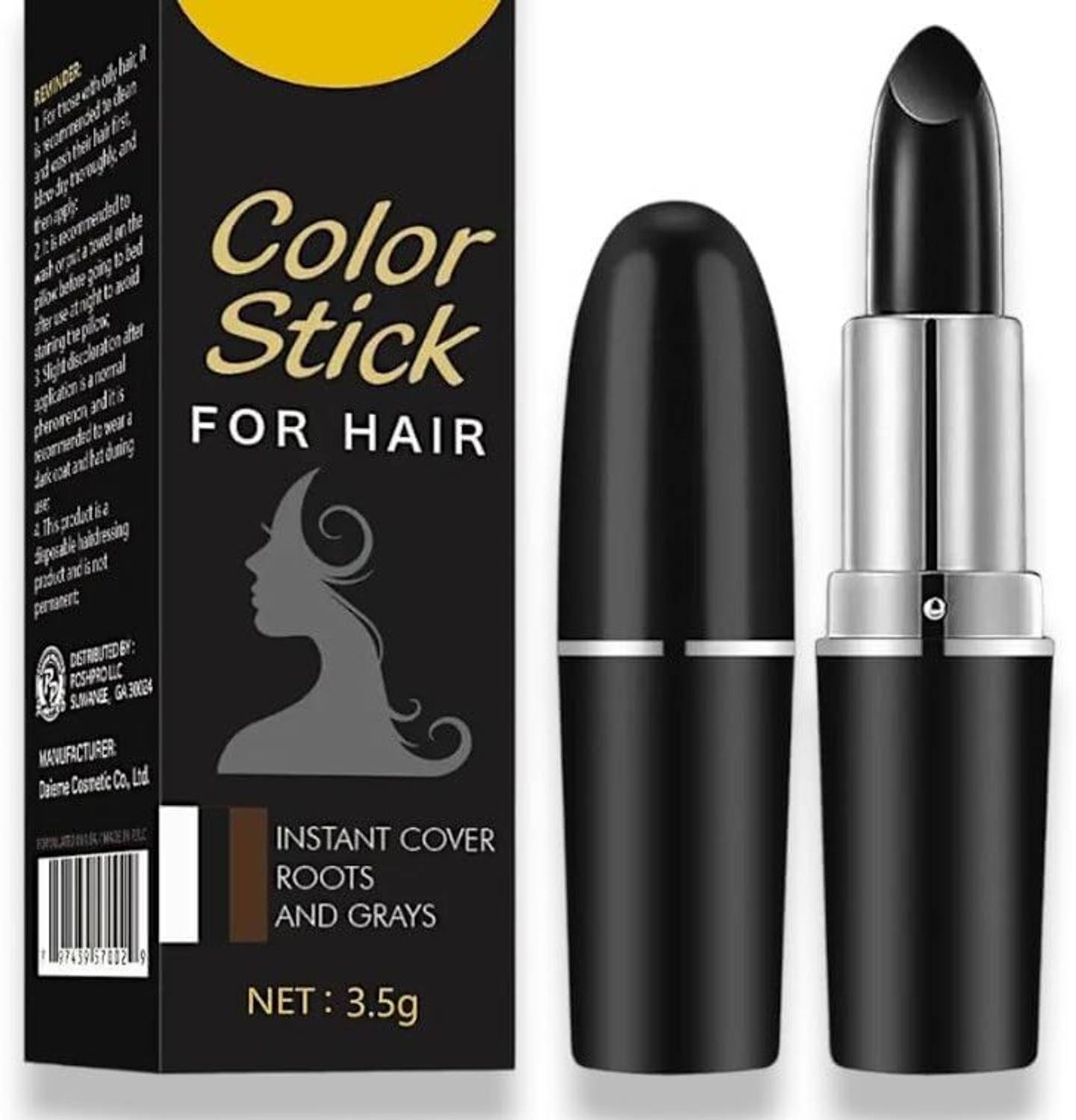 URBANUCANBE Black Hair Dye Pencil for Men & Women Grey Hair Coverage Full Touch Up Stick , Black