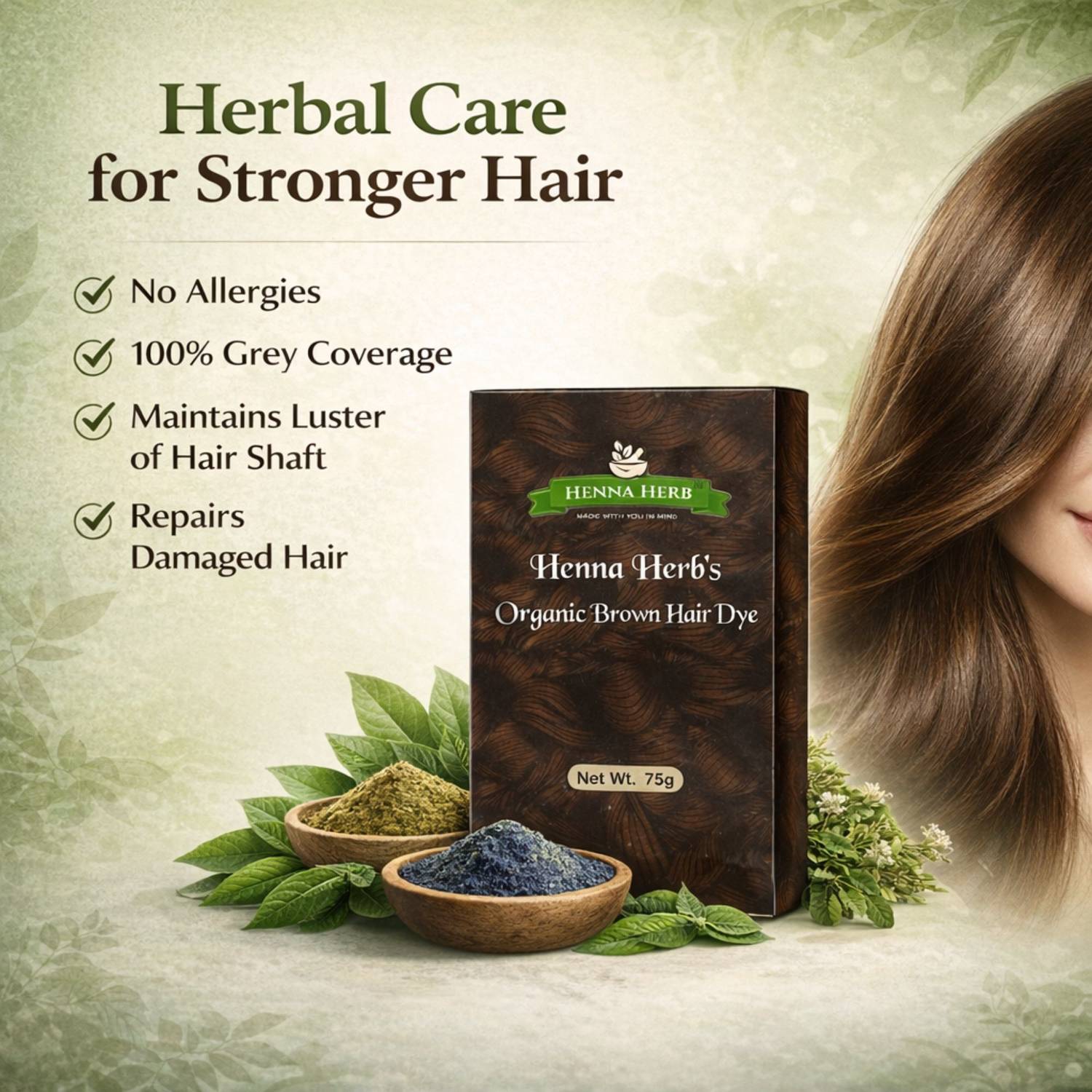 Henna Herb Hair_Dye_Brown_75 g , Organic Brown - Price in India