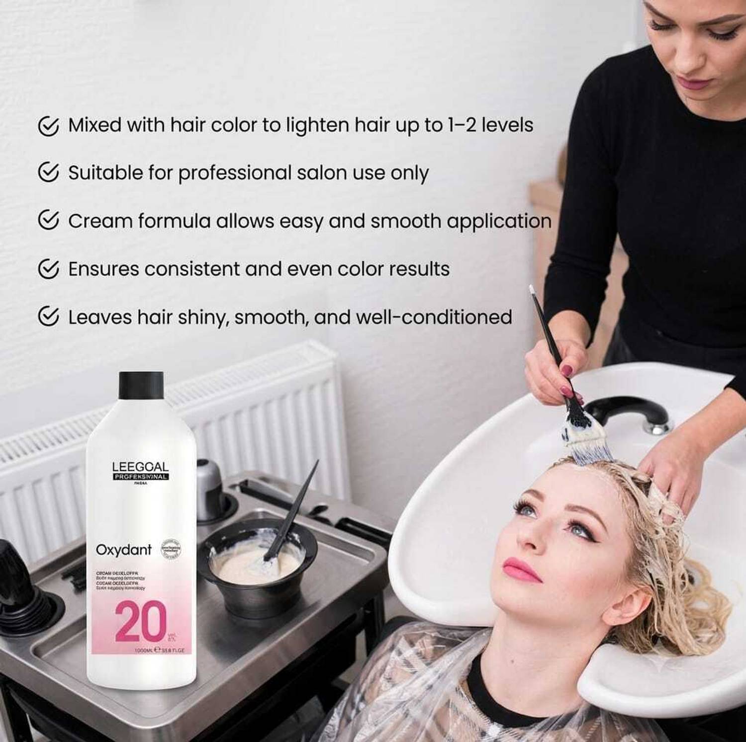 LEEGOAL Hair Color 1Black 60ml + Developer 1000ml Combo - Image 4