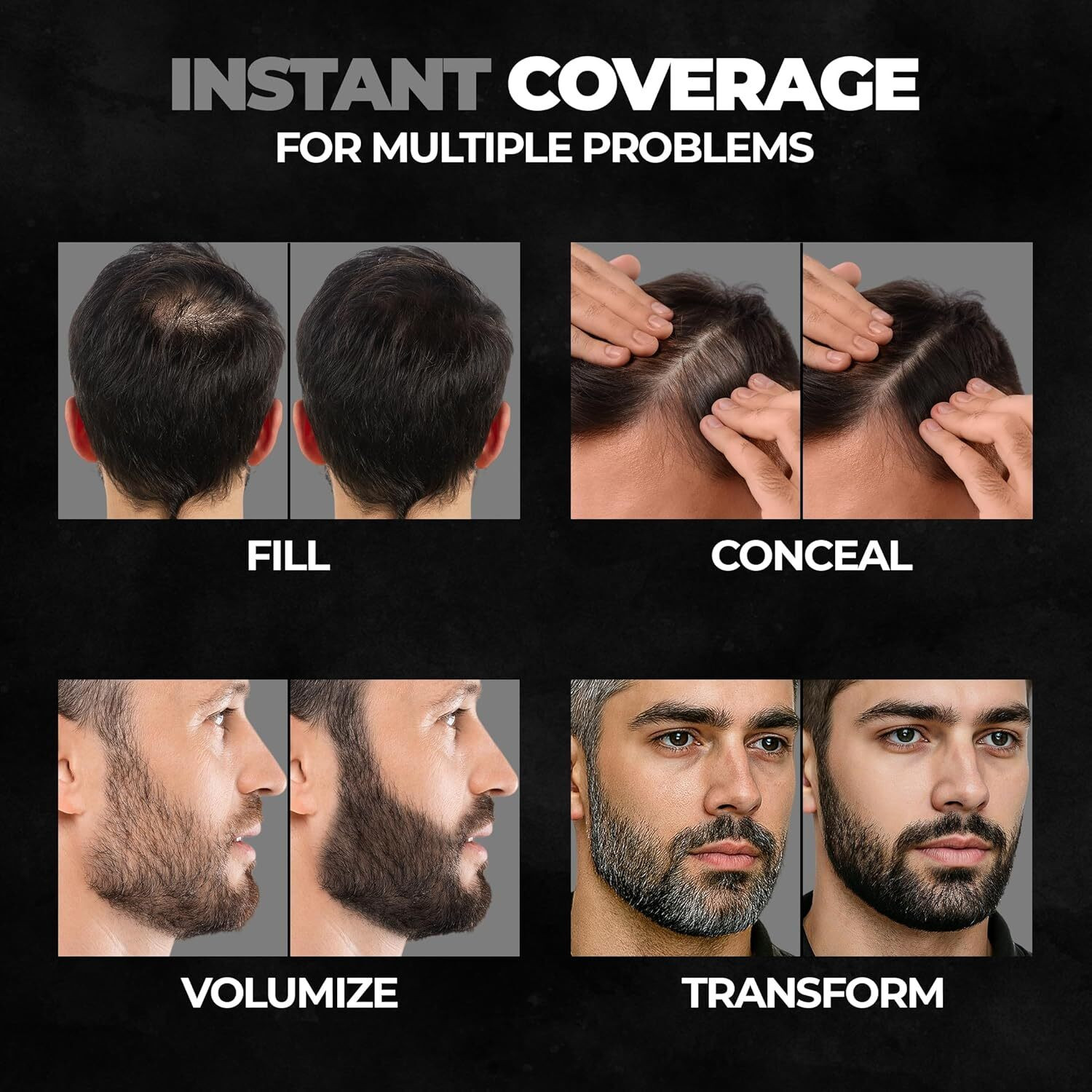 Image of BEARDO Black Out Powder , Hairline & Beard Filler Powder Instantly Conceals Hair Root Touch Up for Men
