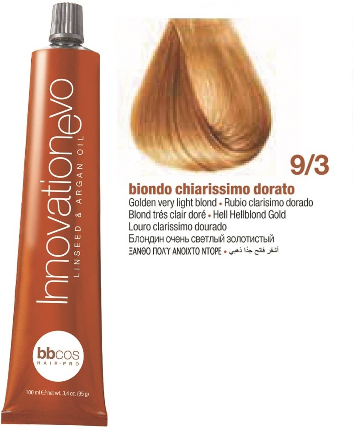 Bbcos Hair Pro InnovationEvo Hair Color Cream With Linen seed & Argan Oil Hair Cream , 9/3, Golden Very Light Blond