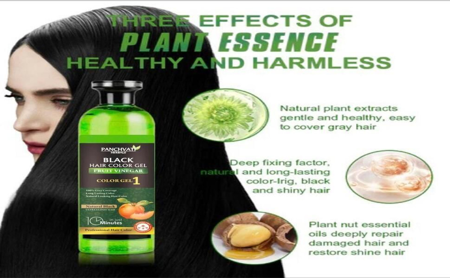 Image of panchvati Herbals Fruit Vinegar Hair Color Gel, Natural Black Hair Dye 1Ltr , Black