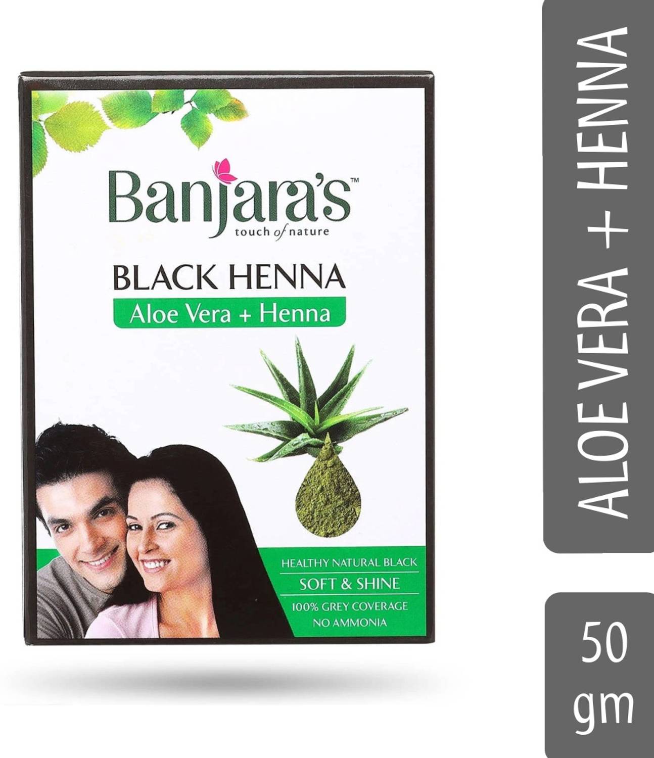 Banjaras Healthy Natural Black Aloe Vera And Henna Hair Color -50gm , Black