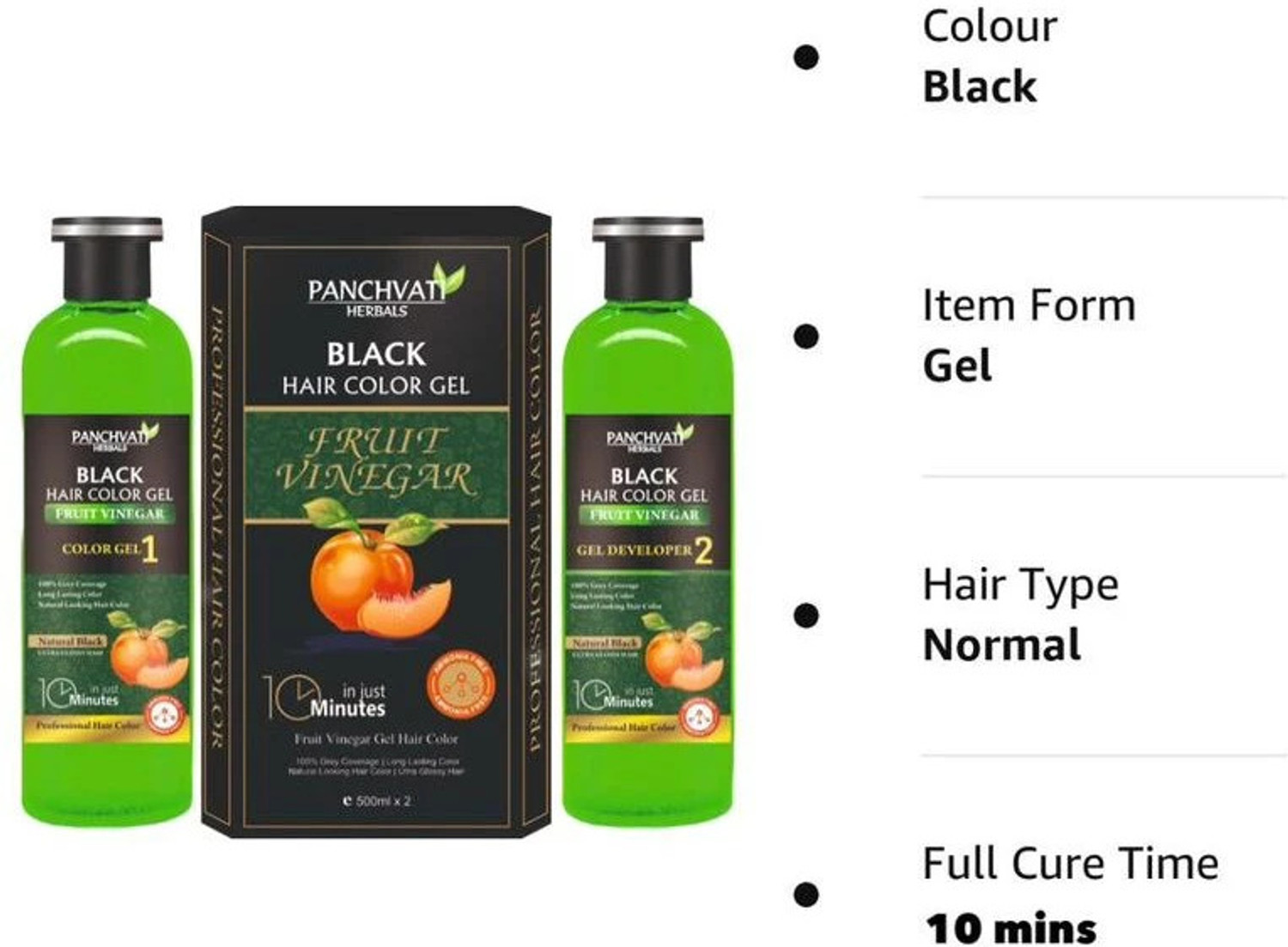 Image of panchvati Herbals Fruit Vinegar Hair Color Gel, Natural Black Hair Dye 1Ltr , Black