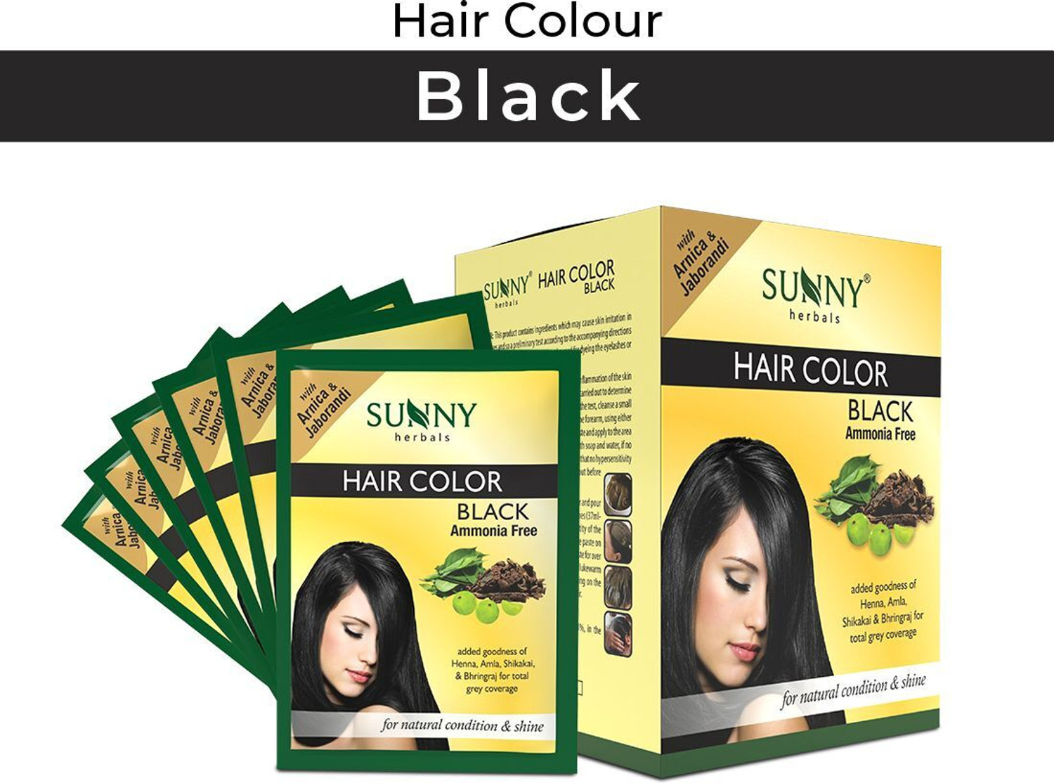 Image of Sunny Herbals Hair color Pack of 6 , Black