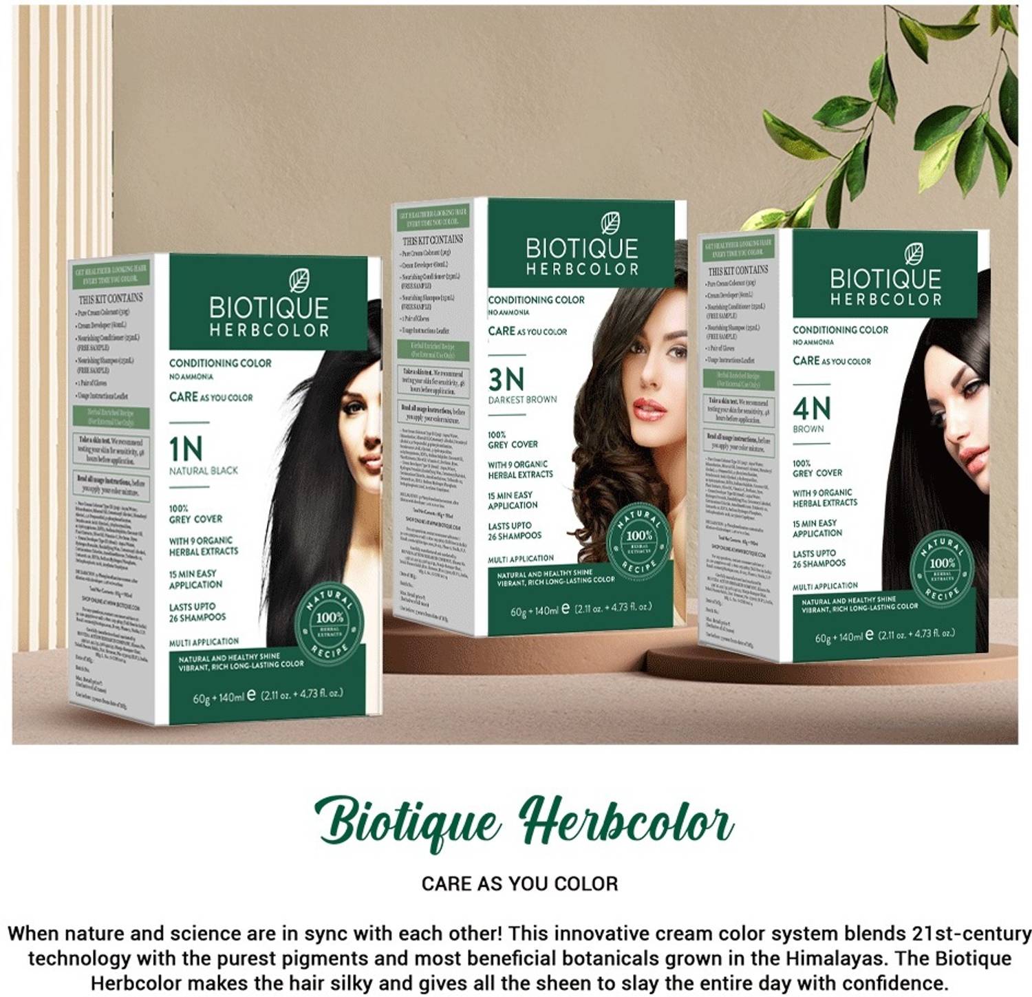 BIOTIQUE Herbcolor Natural Conditioning 100% Grey Coverage Darkest - Image 3