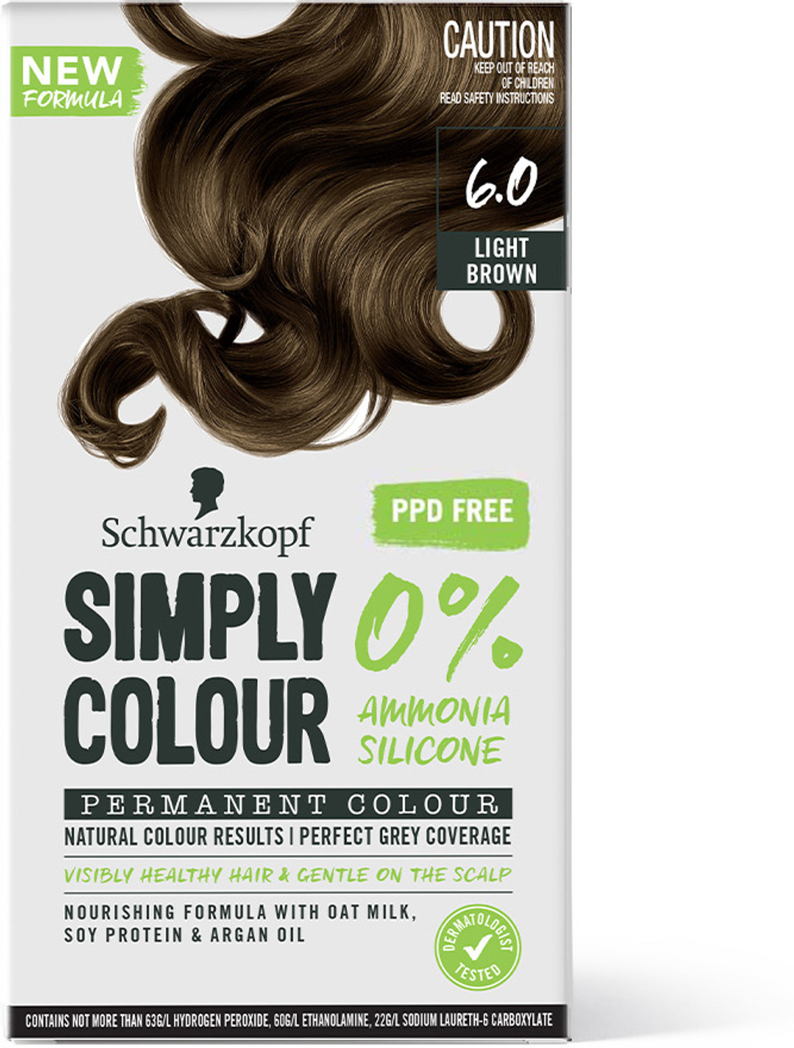 Image of Schwarzkopf Simply Colour Permanent Hair Colour For 100% Grey Coverage - 6.00 Light Brown , 6.00 Pecan Tart
