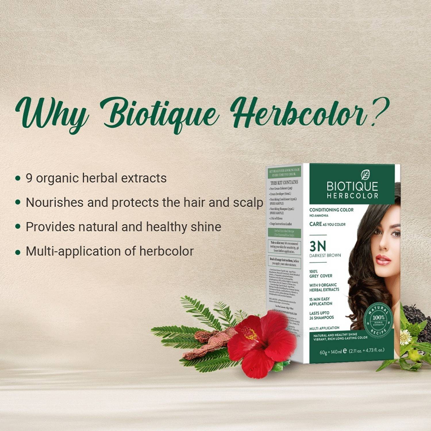 BIOTIQUE Herbcolor Natural Conditioning 100% Grey Coverage Darkest - Image 4