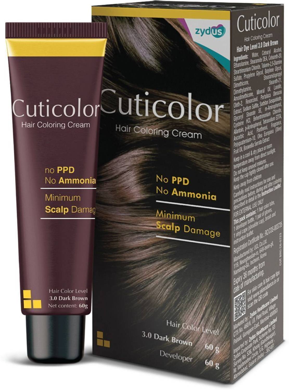 Cuticolor Permanent Hair Color Cream Dark Brown - Image 1