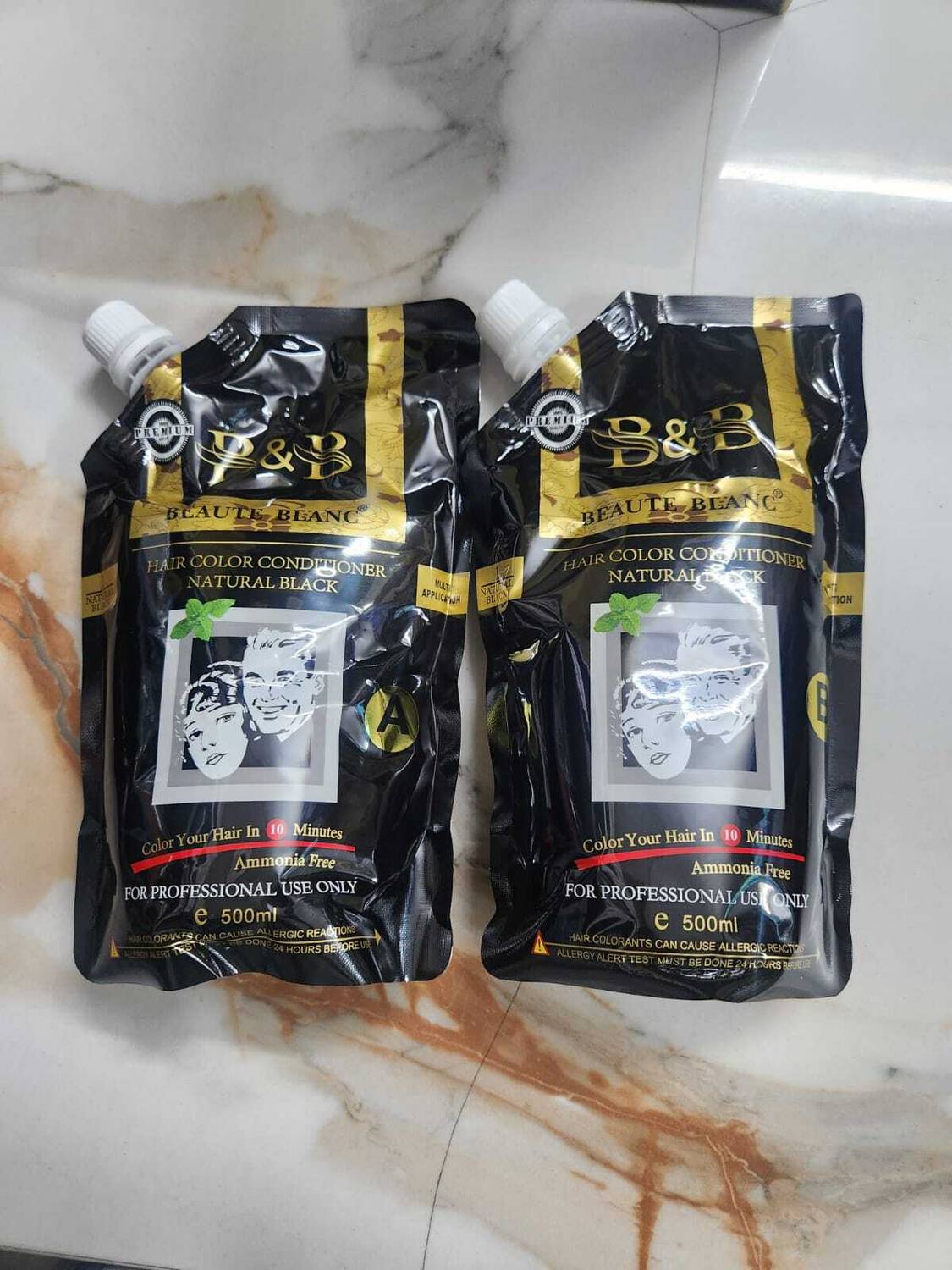 BEAUTE BLANC Hair color conditioner natural black pouch , BLACK