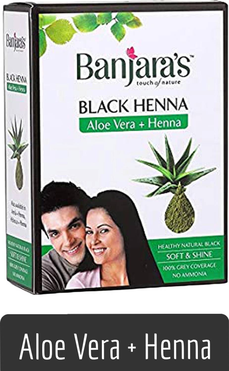 Banjaras Aloe Vera + Henna Healthy Natural Black Hair Color 50gm , Black