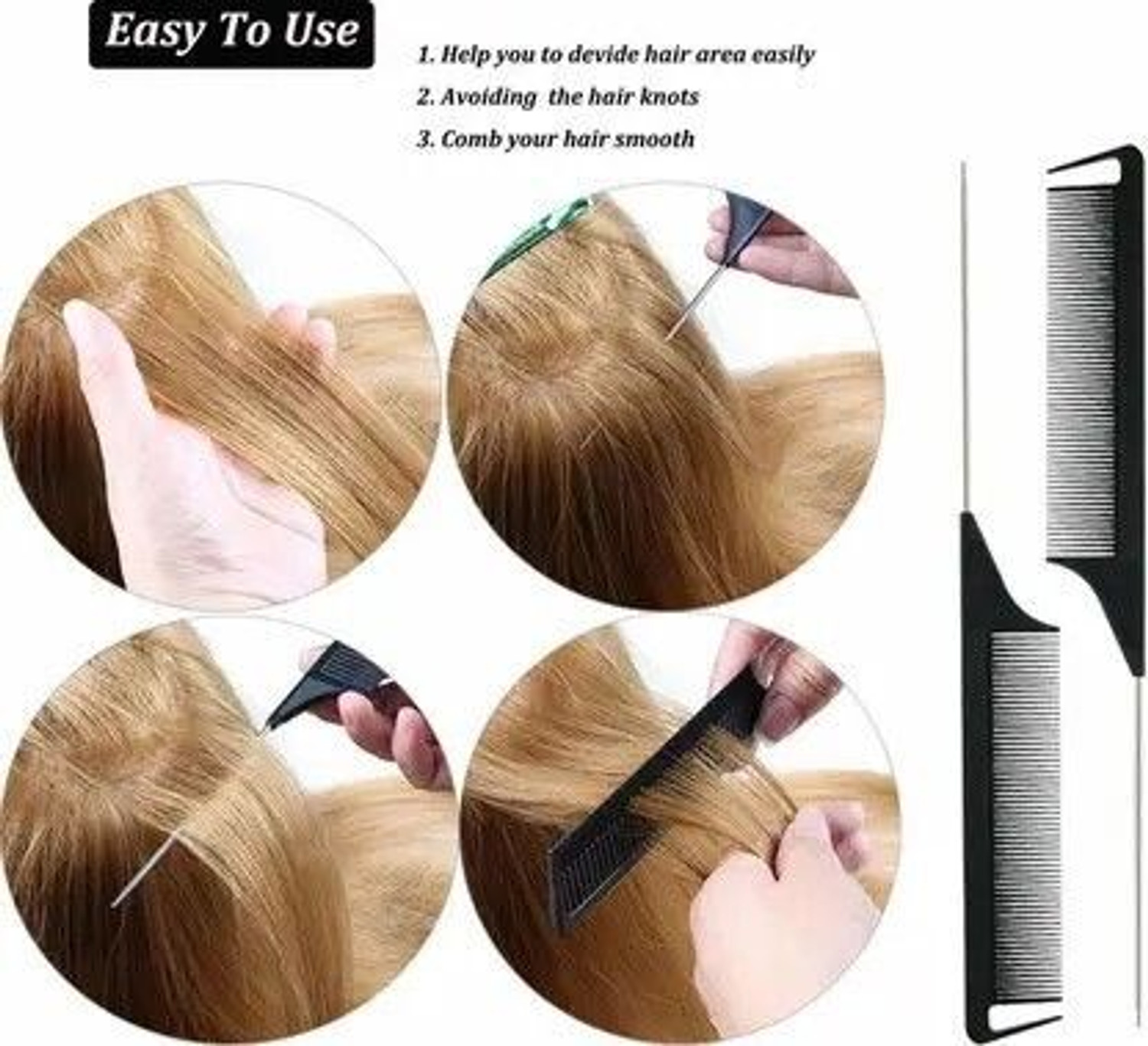 Image of AANU 1 Tail Comb - Carbon Fiber And Stainless Steel Pintail Comb For All Hair Types