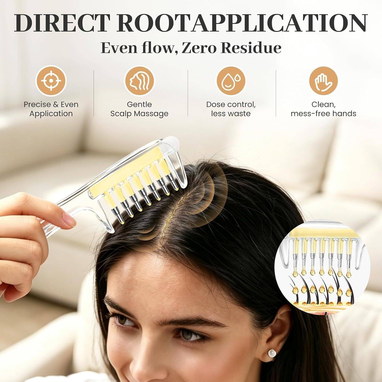 SKINTEGRA Scalp Oil Applicator Comb with 3 Scrunchies - Image 3