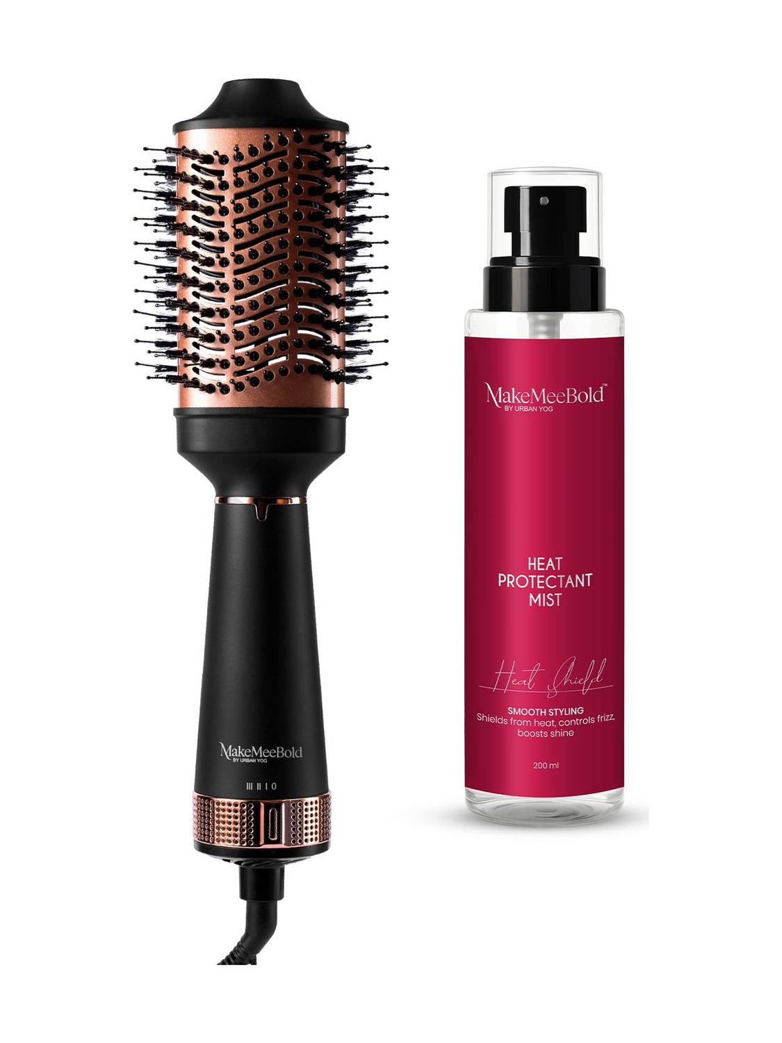 Image of MakeMeeBold Combo of 2-in-1 Hot Air Brush & Heat Protectant Spray
