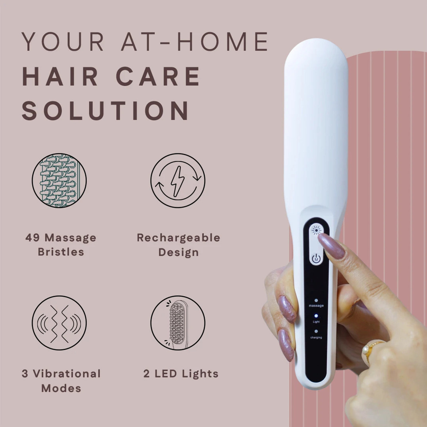Image of Winston Rechargeable Led Comb for Hair Therapy and Growth for Men and Women - White