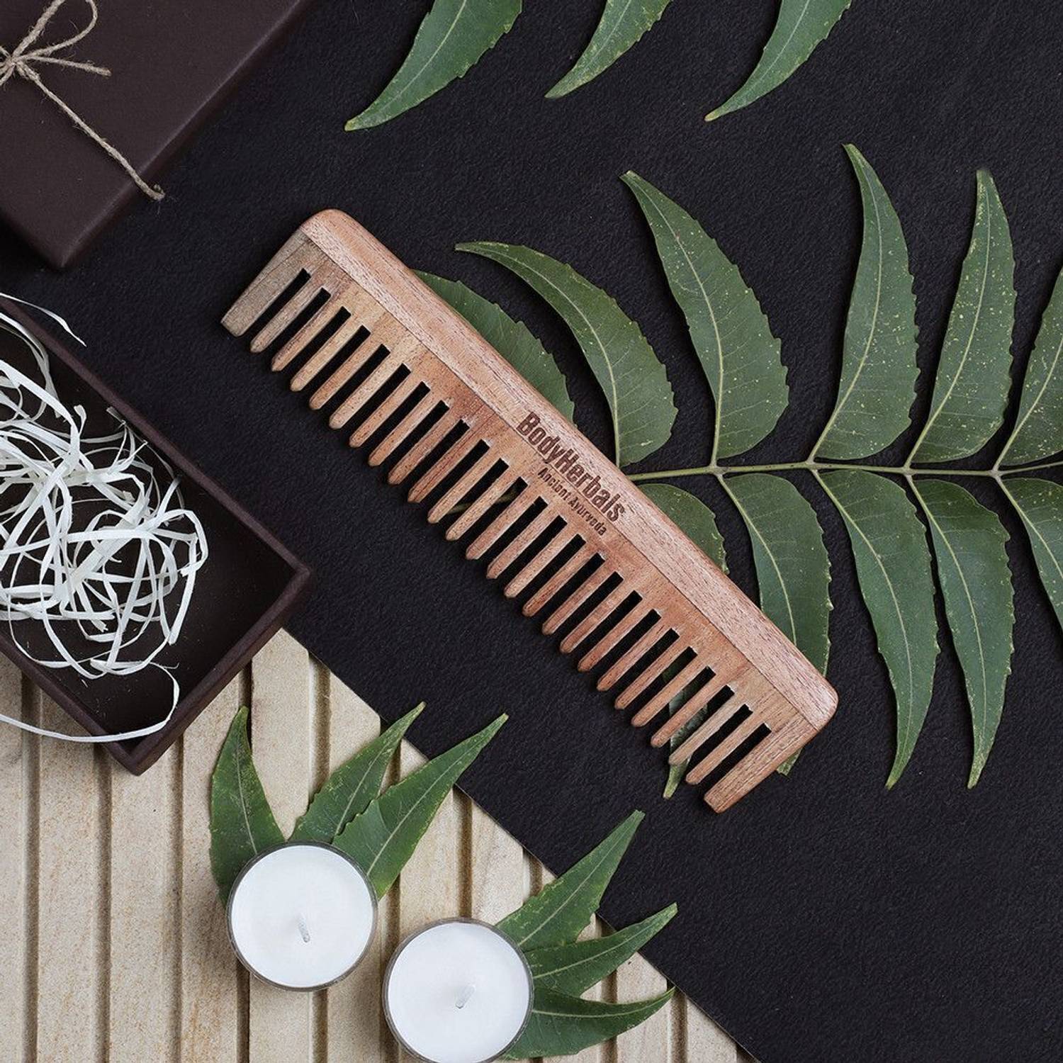 BodyHerbals Handmade Anti-Dandruff Dressing Comb With Wide Tooth and 100% Neem Wood, Comb for Haifall, Hair Care Gifts, Gifts for Girls and Boys, Gifts for Parents, Gifts for Friends, Hair Growth Comb