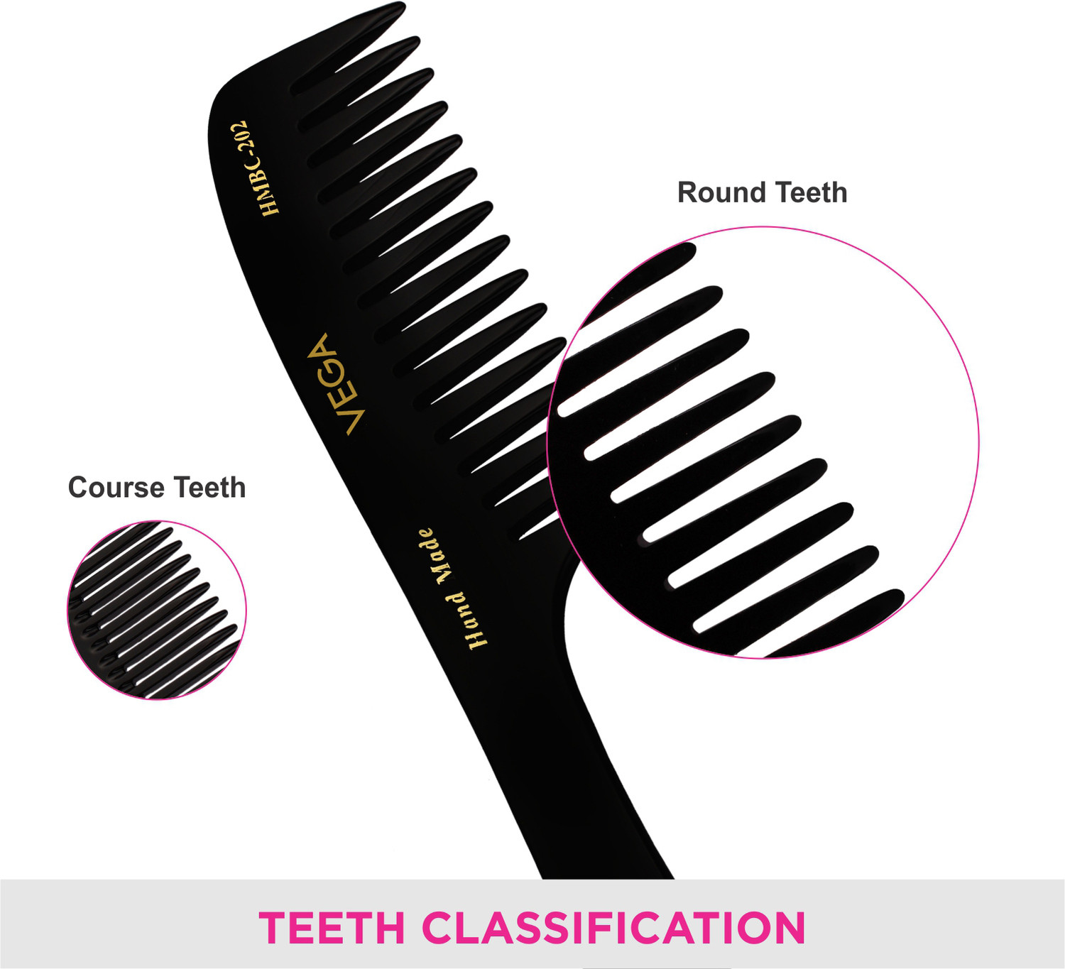 Image of VEGA Handcrafted Shampoo Comb Made Cellulose Acetate (HMBC-202)