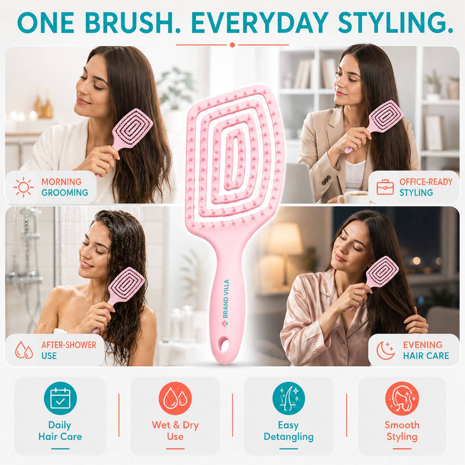Brandvilla Flexible Detangling Hair Brush - Image 5