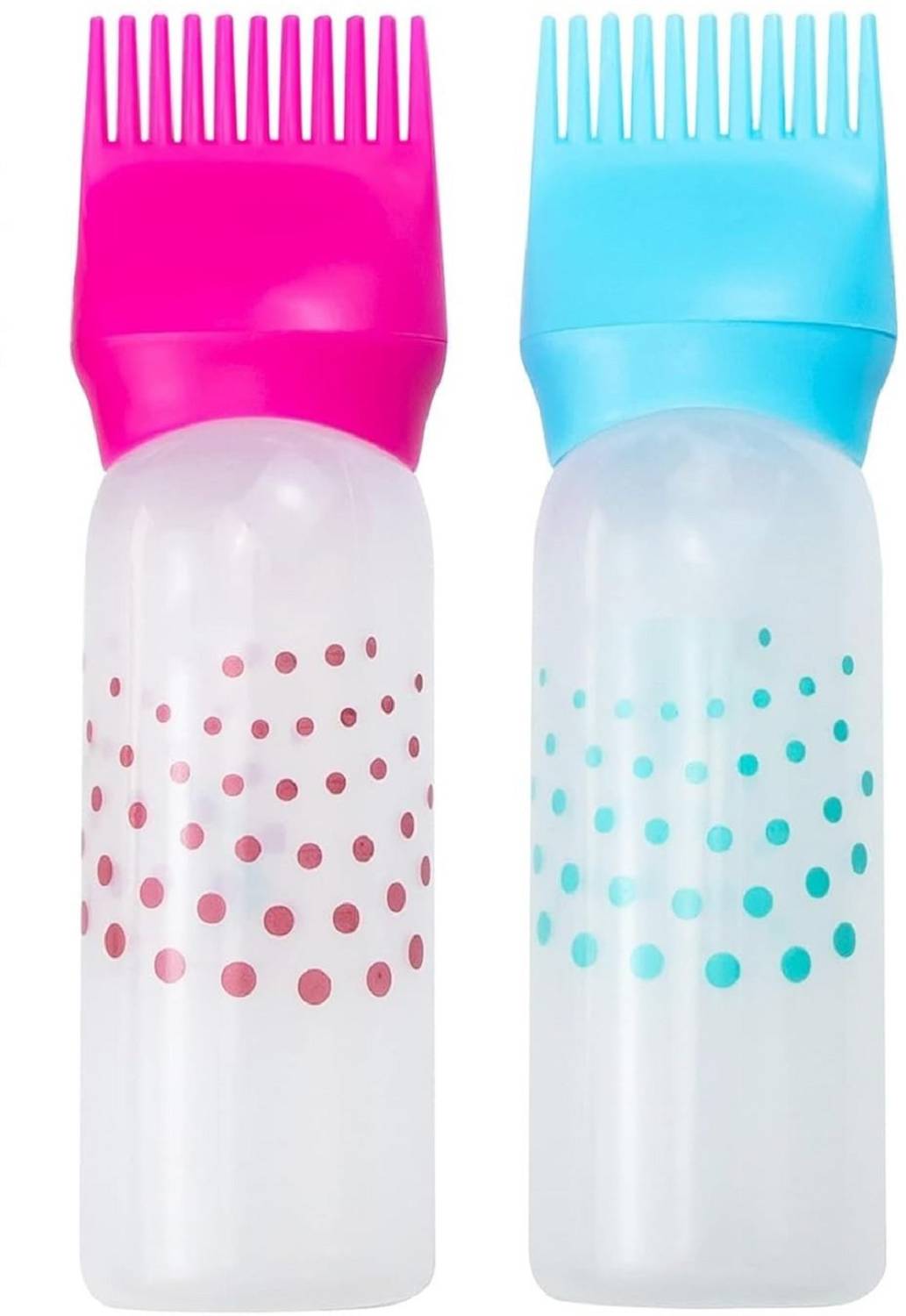 AKADO Empty Hair Oil Bottle with Comb Hair Dye Bottle Root Comb (pack of 2)