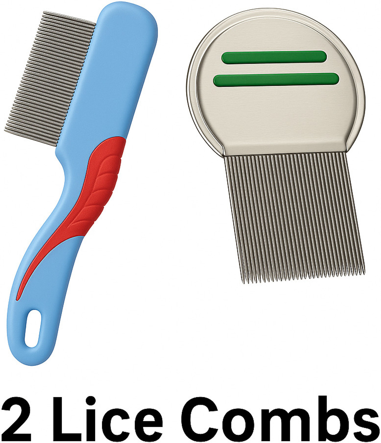 Image of RiKE 2 Pc Lice & Nit Removal Comb Set | Stainless Steel Fine Teeth & Anti-Slip Handle