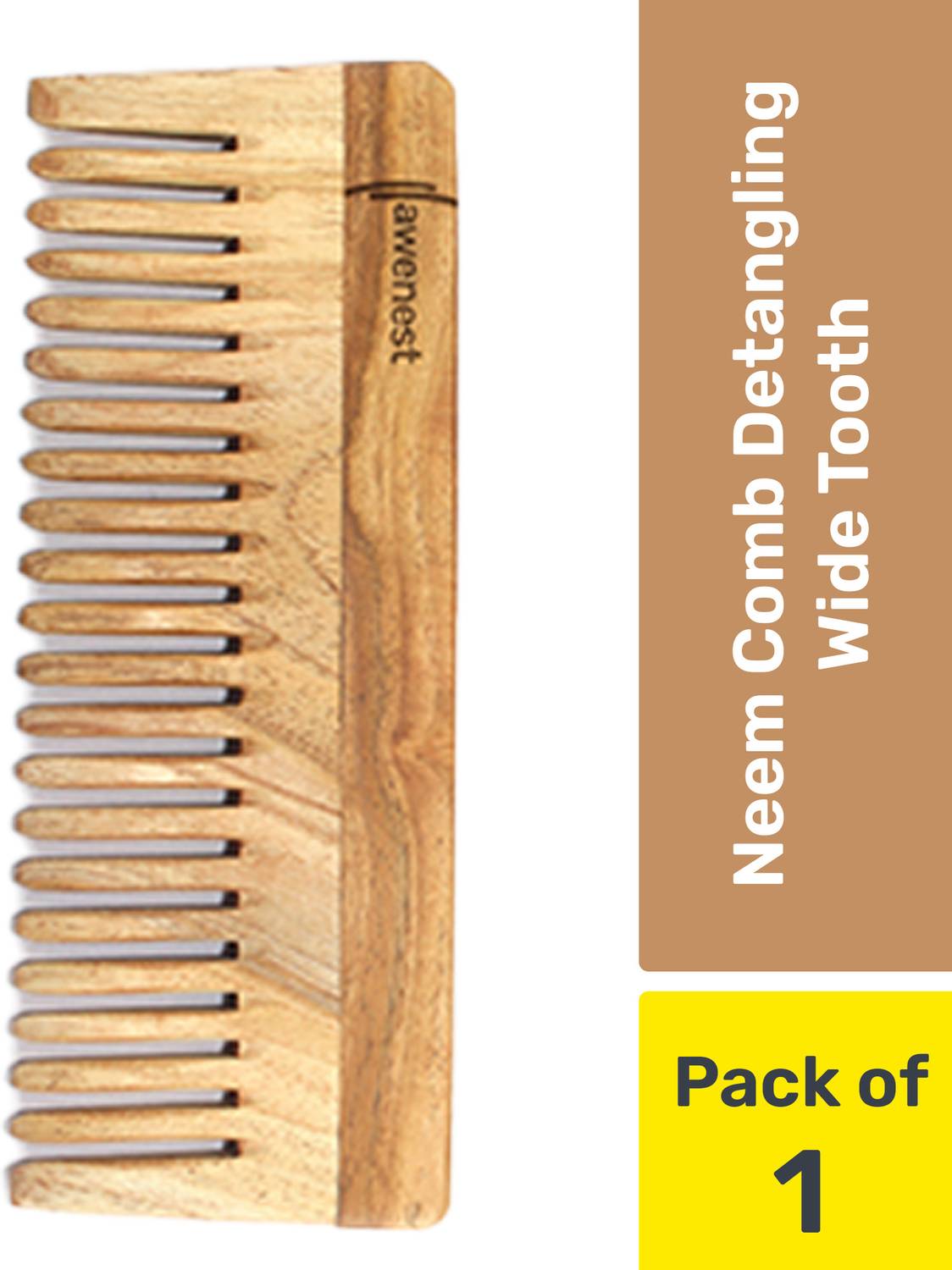 awenest Wide Tooth Neem Comb | Pure Neem Wooden Combs for Men and Women | Kacchi Neem