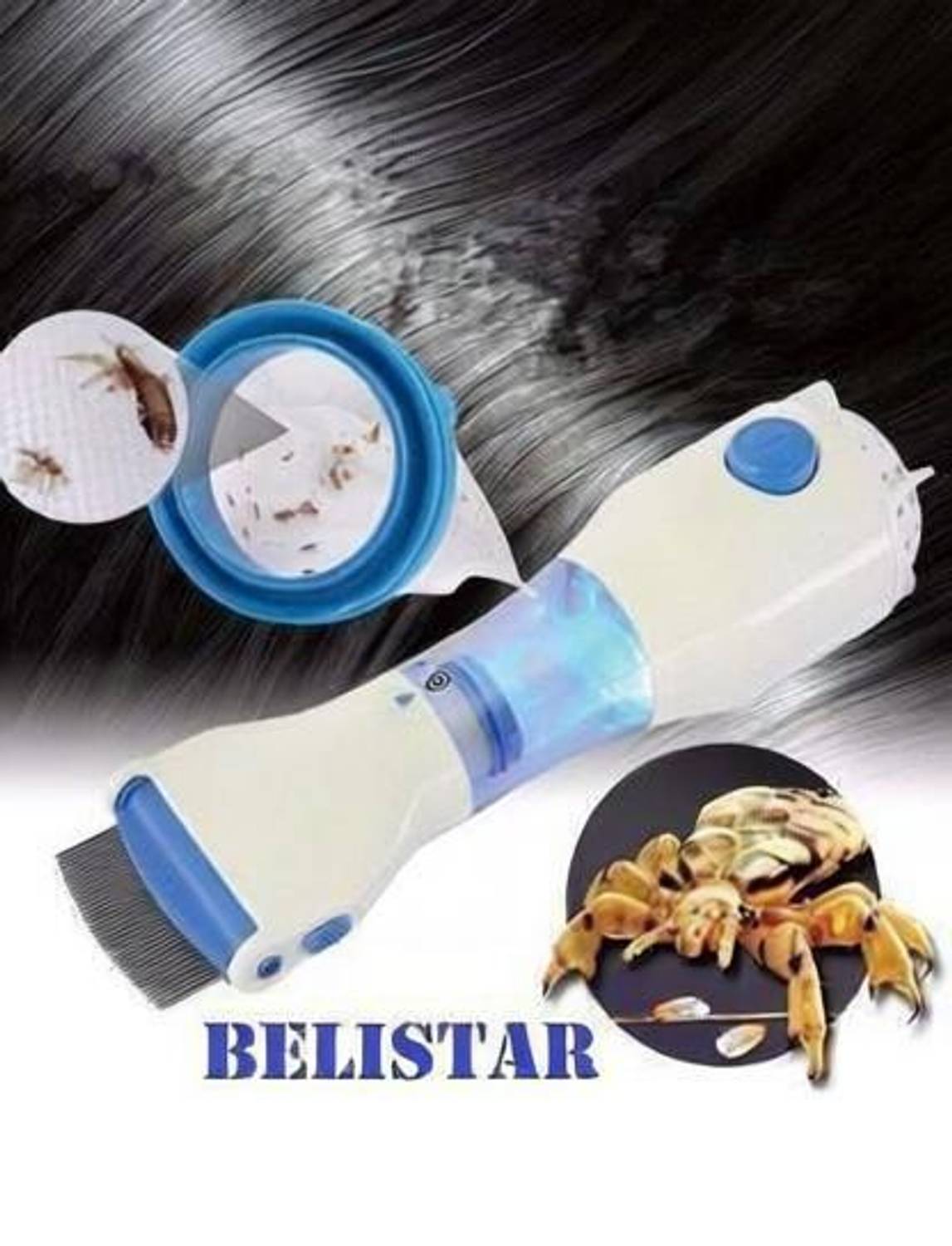 BELISTAR V Comb Capture 4 Filter Trap Head Lice And Eggs Removed From The Hair, Allergy and Chemical Free Head Lice Treatment, Electrical Head Lice Remover Comb. 240V Electrical Head Lice Comb..