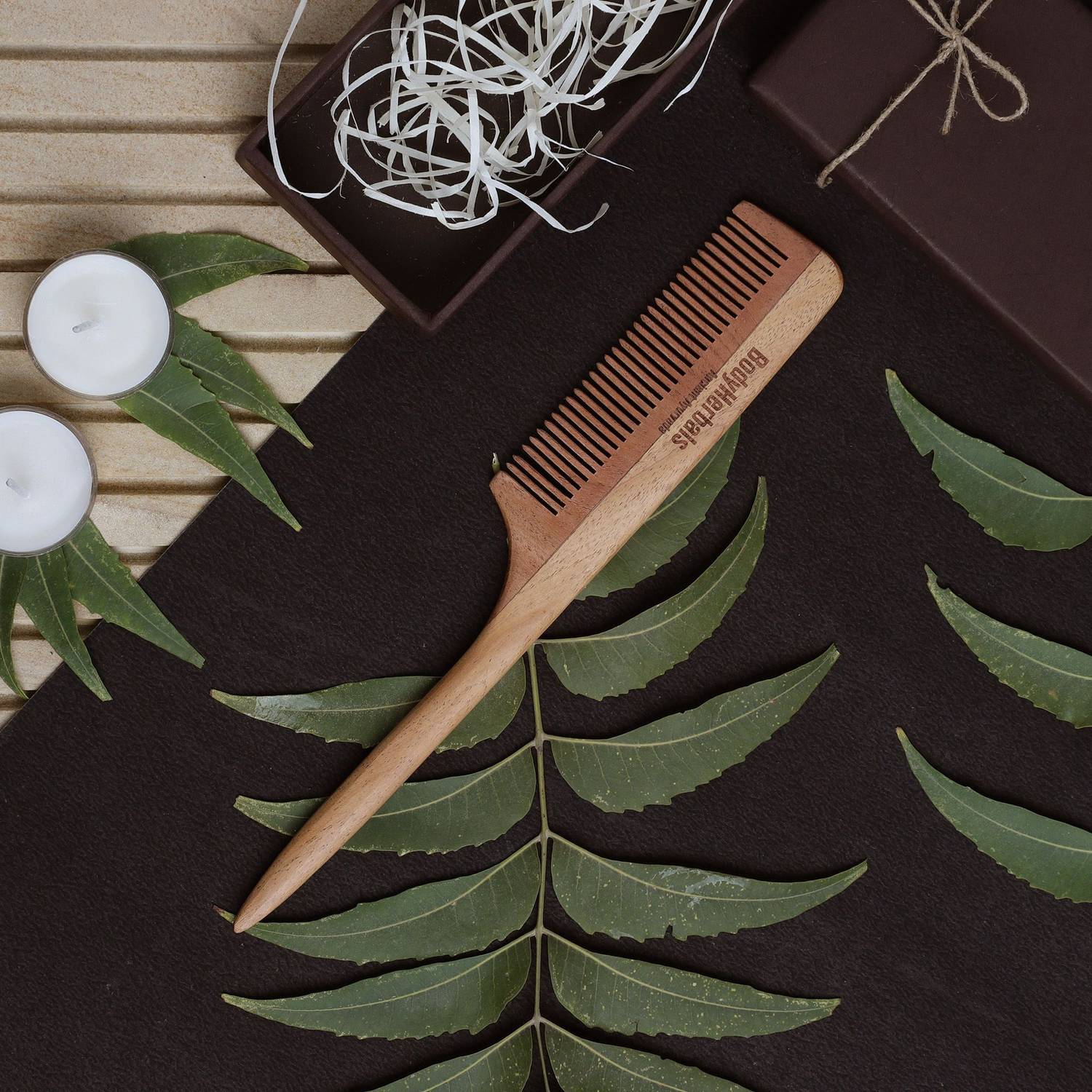 BodyHerbals Dressing Comb, Tail Comb Handle, 100% Neem Wood, Hand made, Hair Care Gift, Hair Growth comb. Scalp Care Comb, Hairfall Comb, Comb for Men, Comb for Women, Comb for hair fall