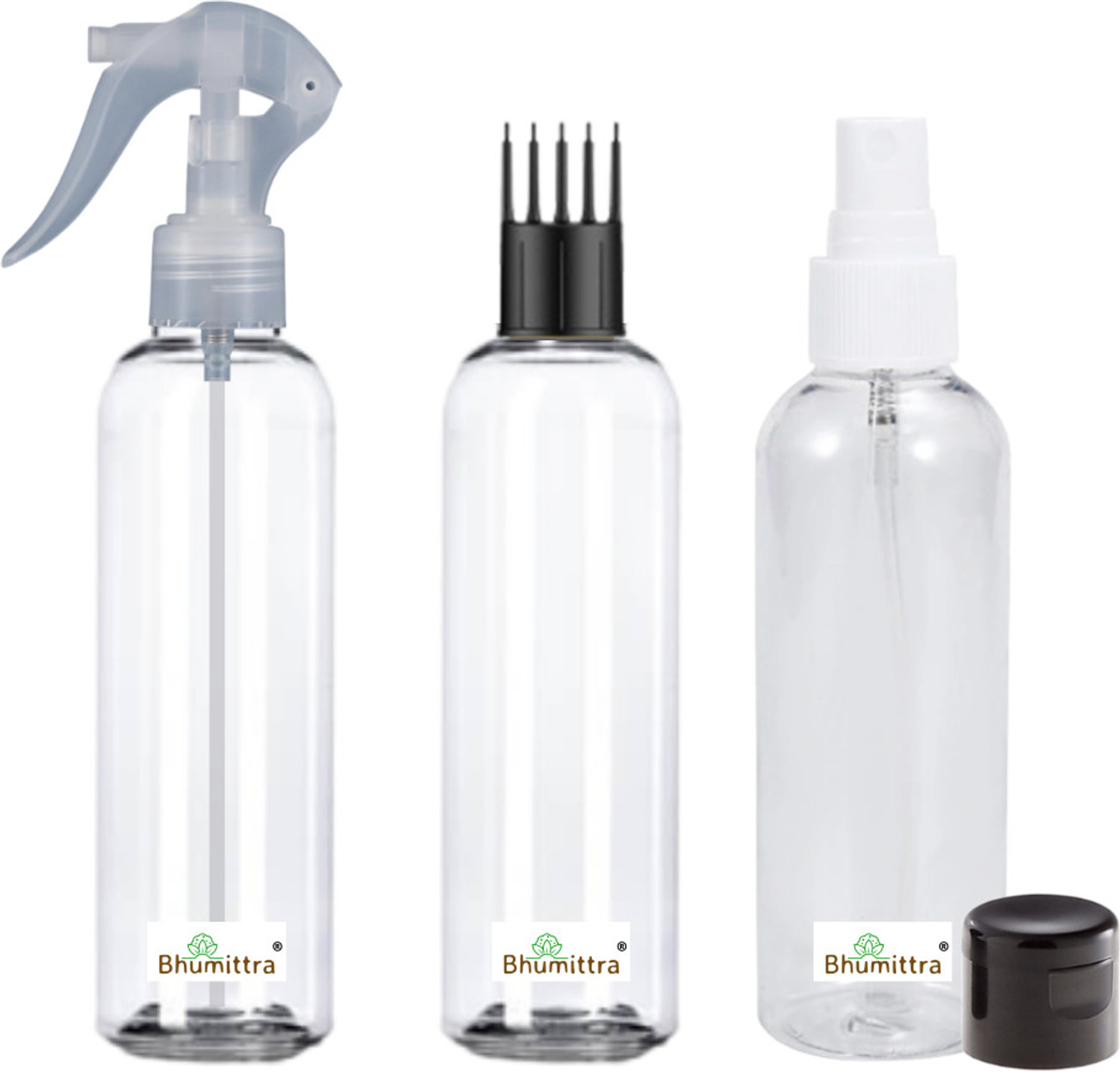 Image of Bhumittra 200Ml Plastic Comb Bottle For Hair (1 Comb + 1 Mist Spray+ 1 Trigger Spray)