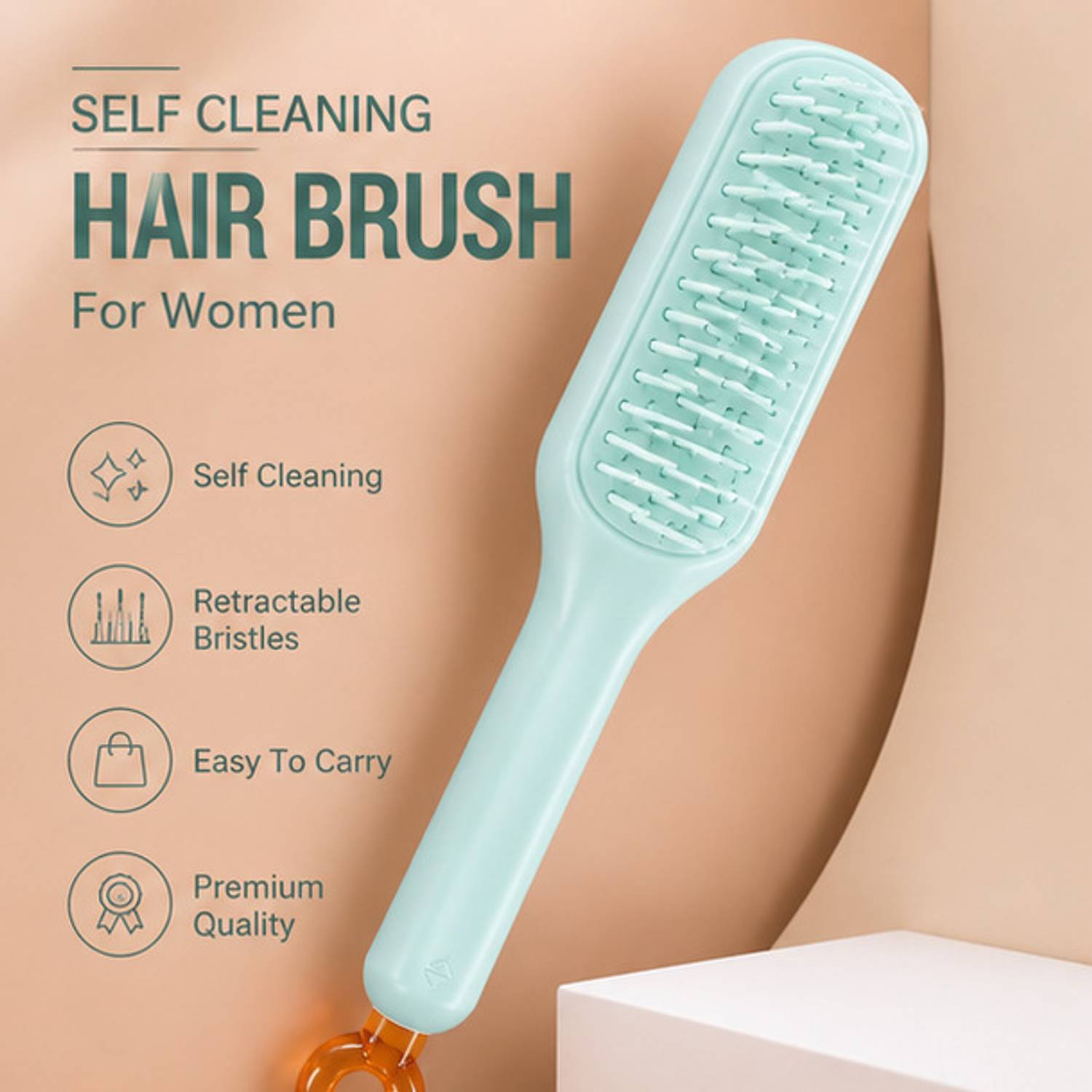 AAVIRA Self Cleaning Retractable Hair Brush for Women
