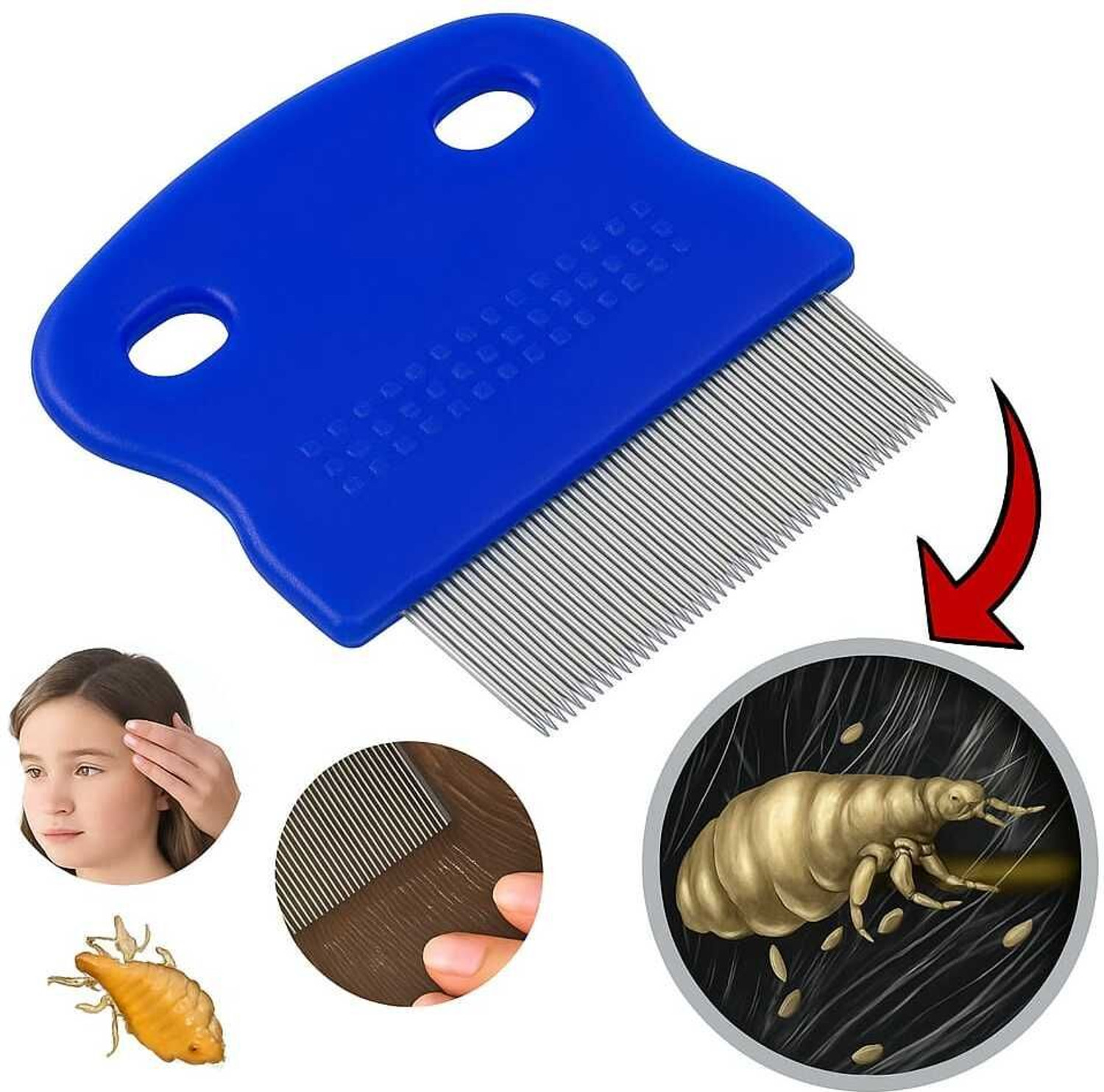 Image of XBY Lice Comb For Women & Kids Steel Lice Egg Nit Lice Egg Comb pack of 3 Pcs