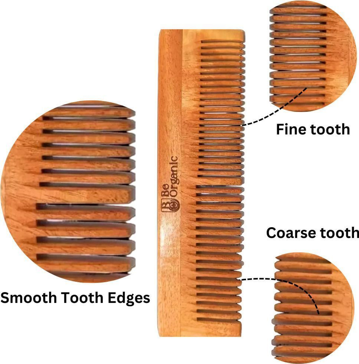 Image of Be Organic Dual Lily Oil Treated Pure Kacchi Neem Wood Comb