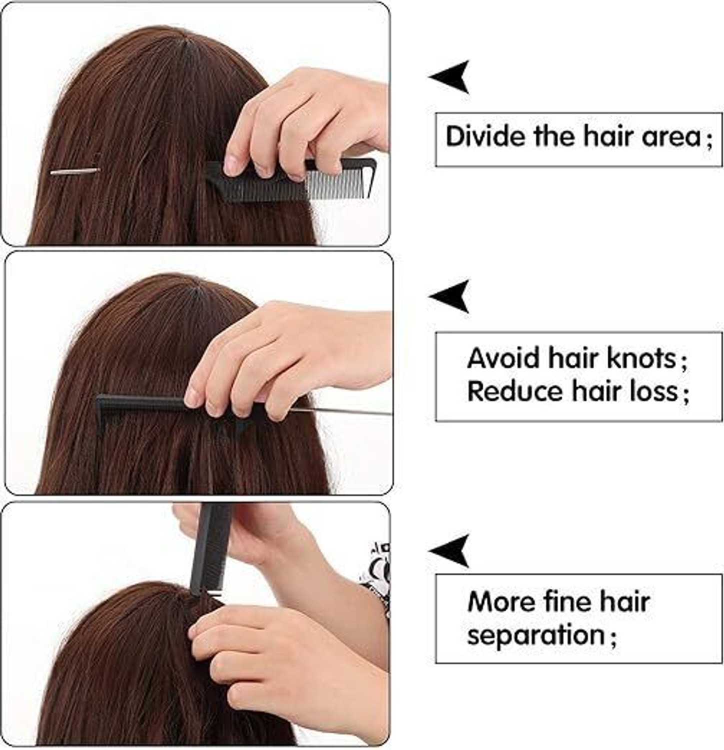 Image of AANU 1 Tail Comb - Carbon Fiber And Stainless Steel Pintail Comb For All Hair Types
