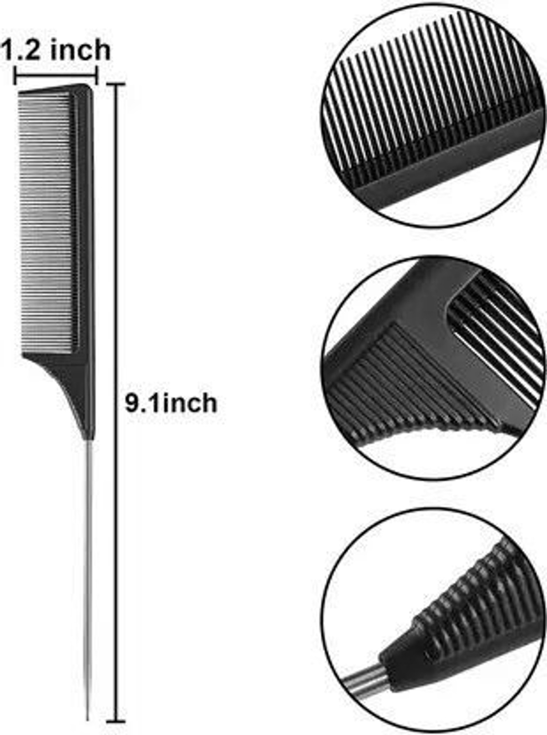 Image of AANU 1 Tail Comb - Carbon Fiber And Stainless Steel Pintail Comb For All Hair Types