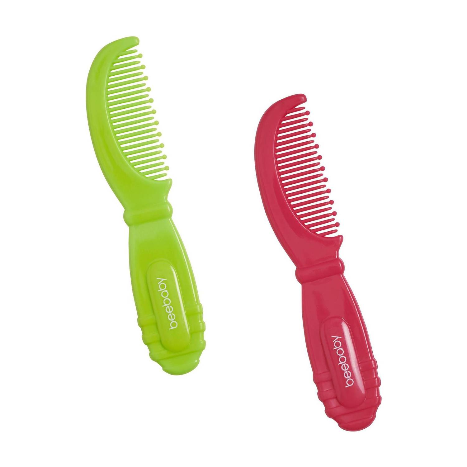 Beebaby Round Edge Baby Comb. Pack of 2. (Pink & Green) 0M+