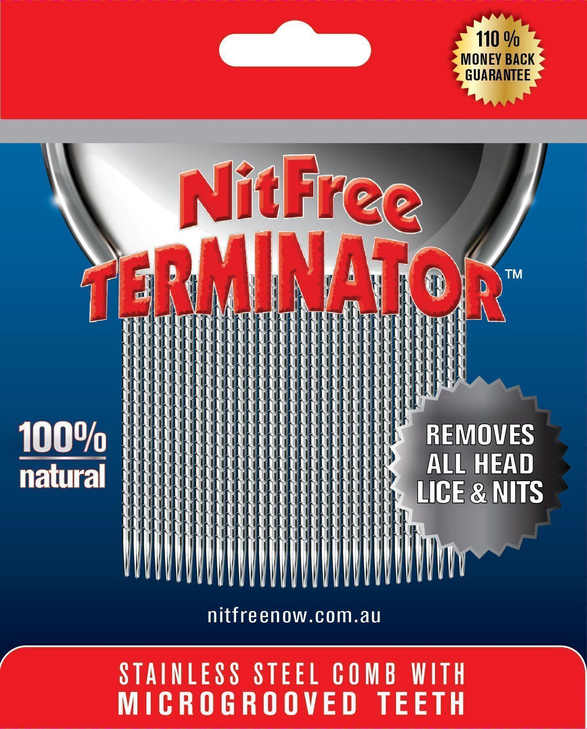 Image of Nit Free Terminator Lice Comb, Professional Stainless Steel Louse and Nit Comb for Head Lice Treatment, Removes Nits
