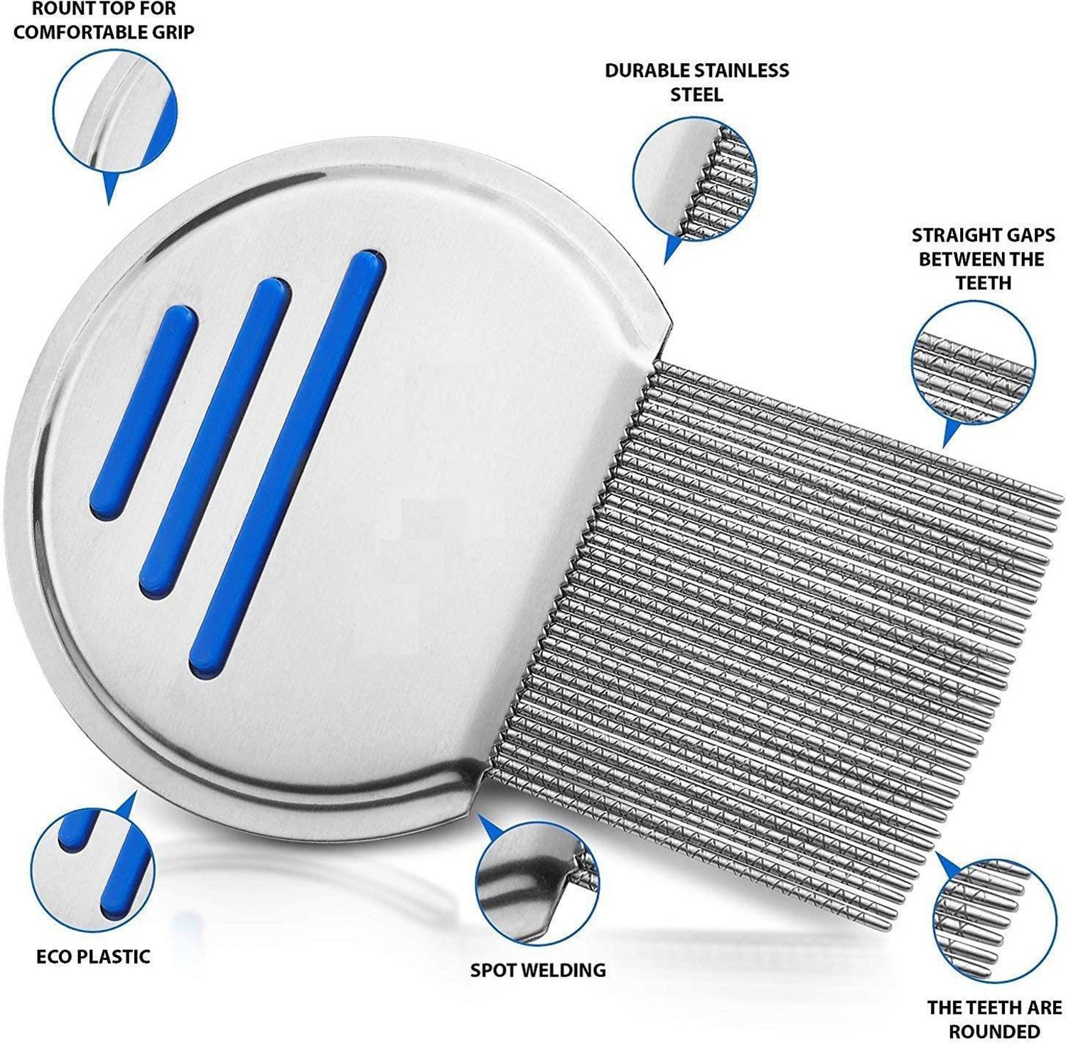 Image of SAIM Lice Comb For Hair Fine Metal Teeth Head Lice Remover Product Nit & Egg Remover