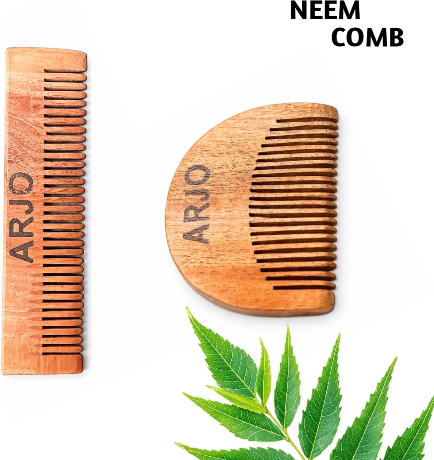 Arjo Neem Wooden Hair Comb Combo Pack of 2