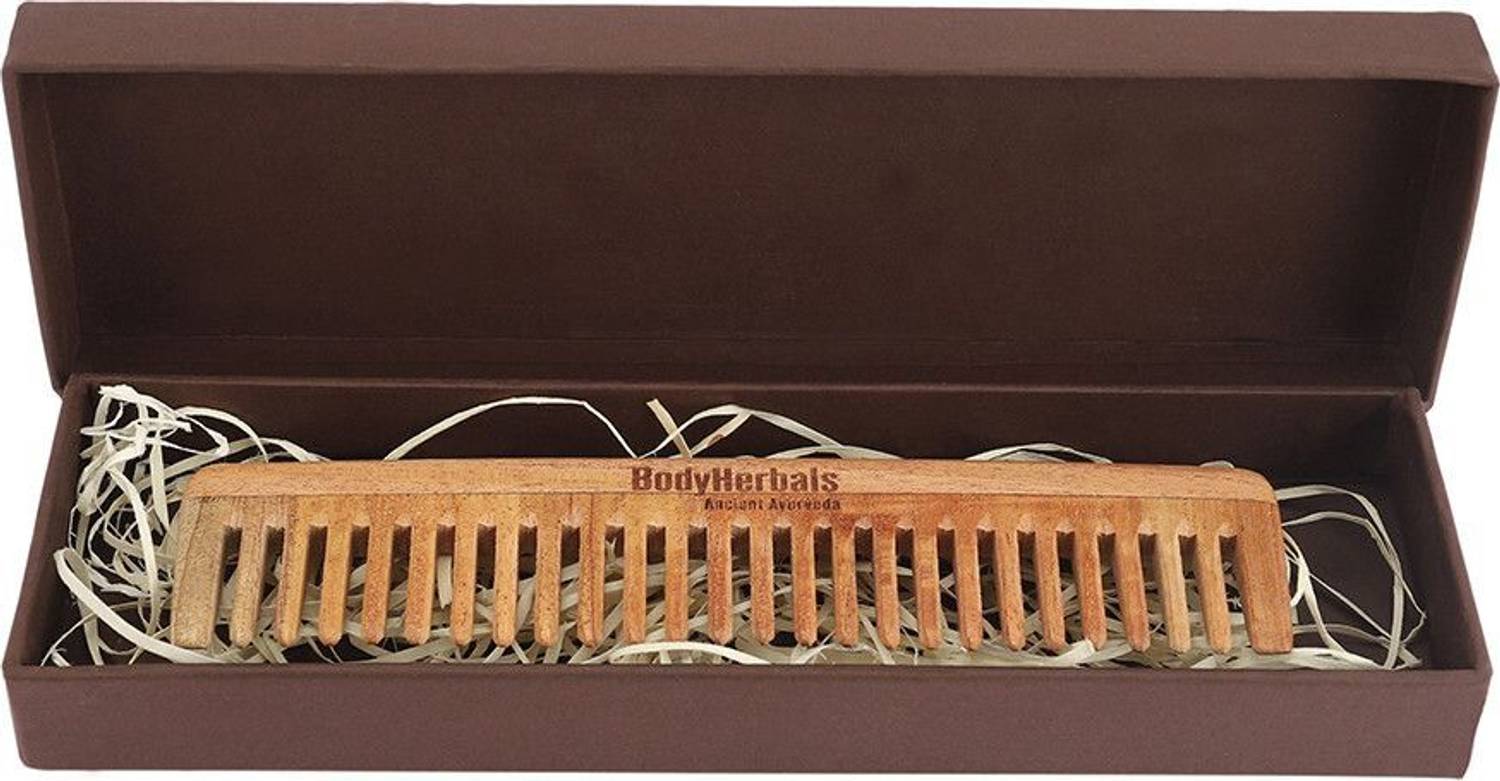 BodyHerbals Handmade Anti-Dandruff Dressing Comb With Wide Tooth and 100% Neem Wood